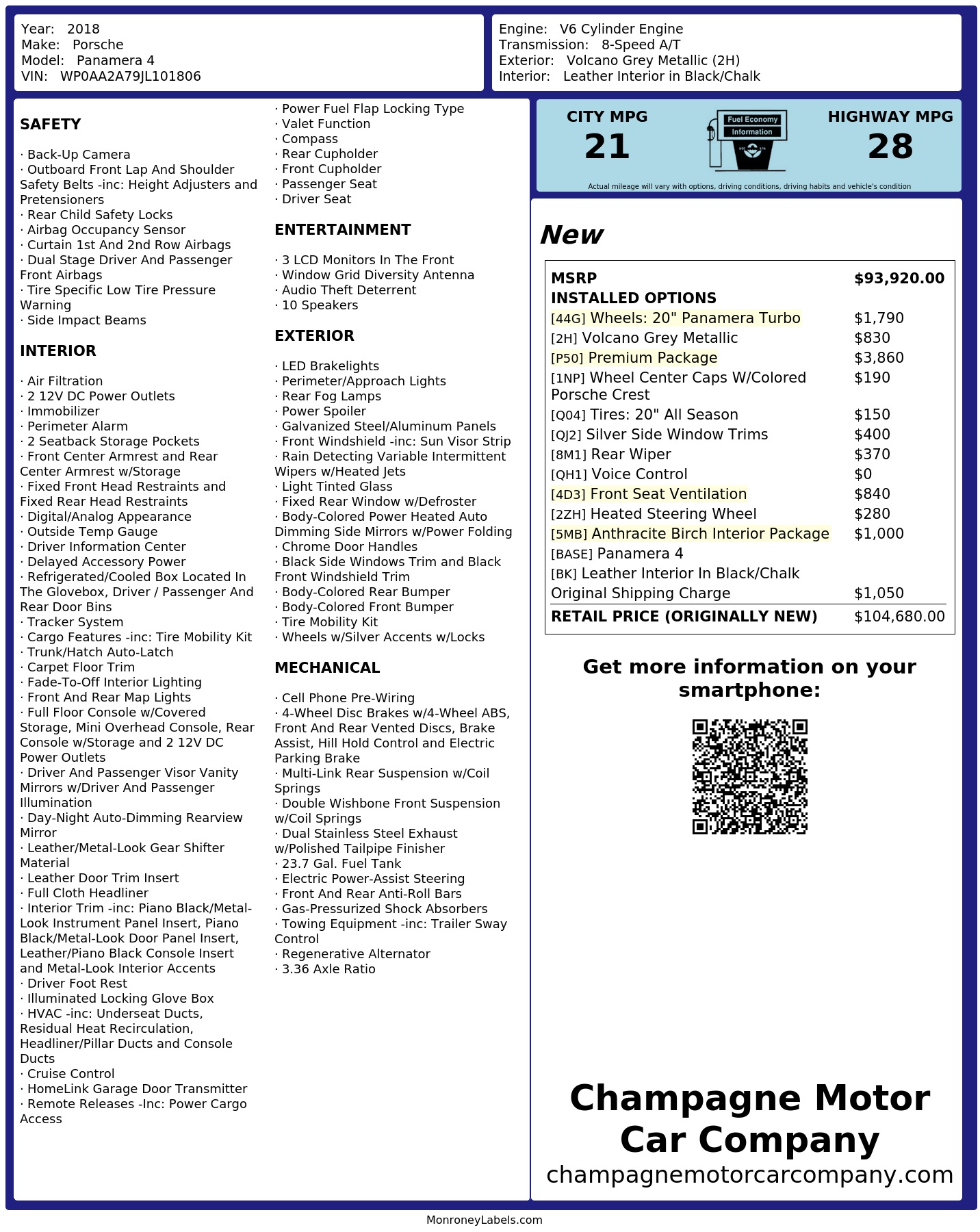 Monroney Label