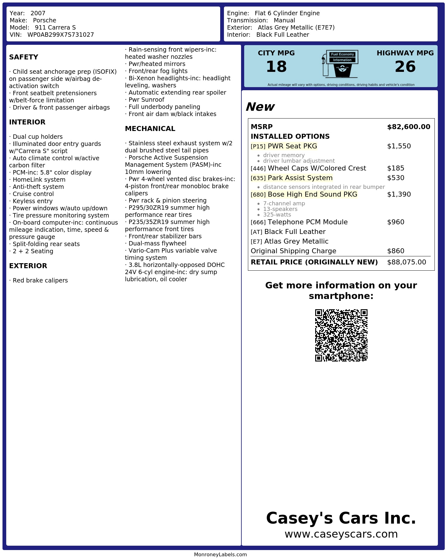 Monroney Label