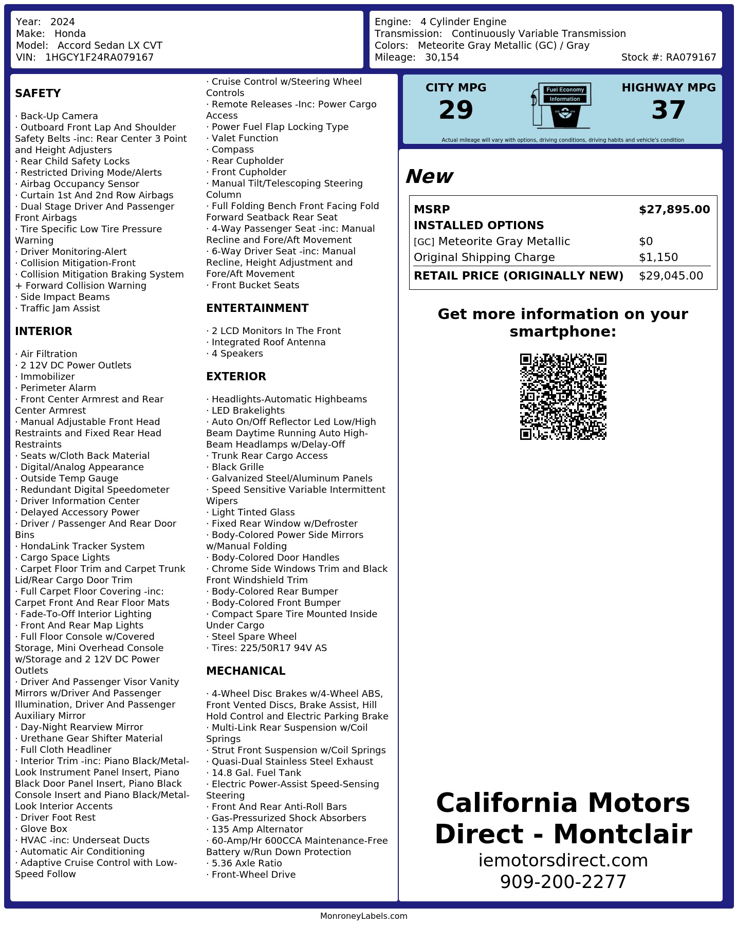 Monroney Label