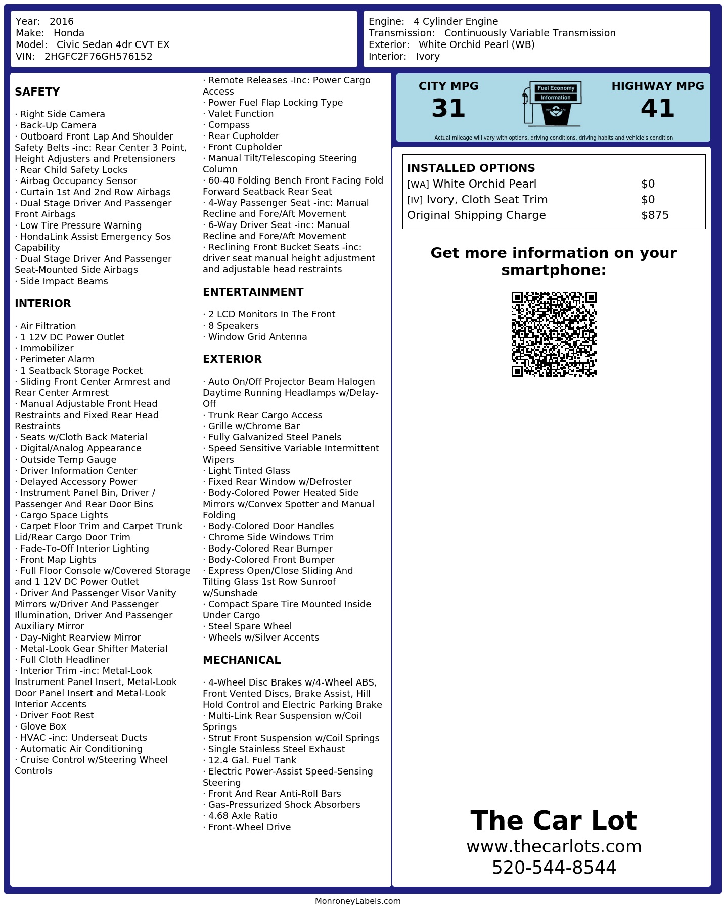 Monroney Label