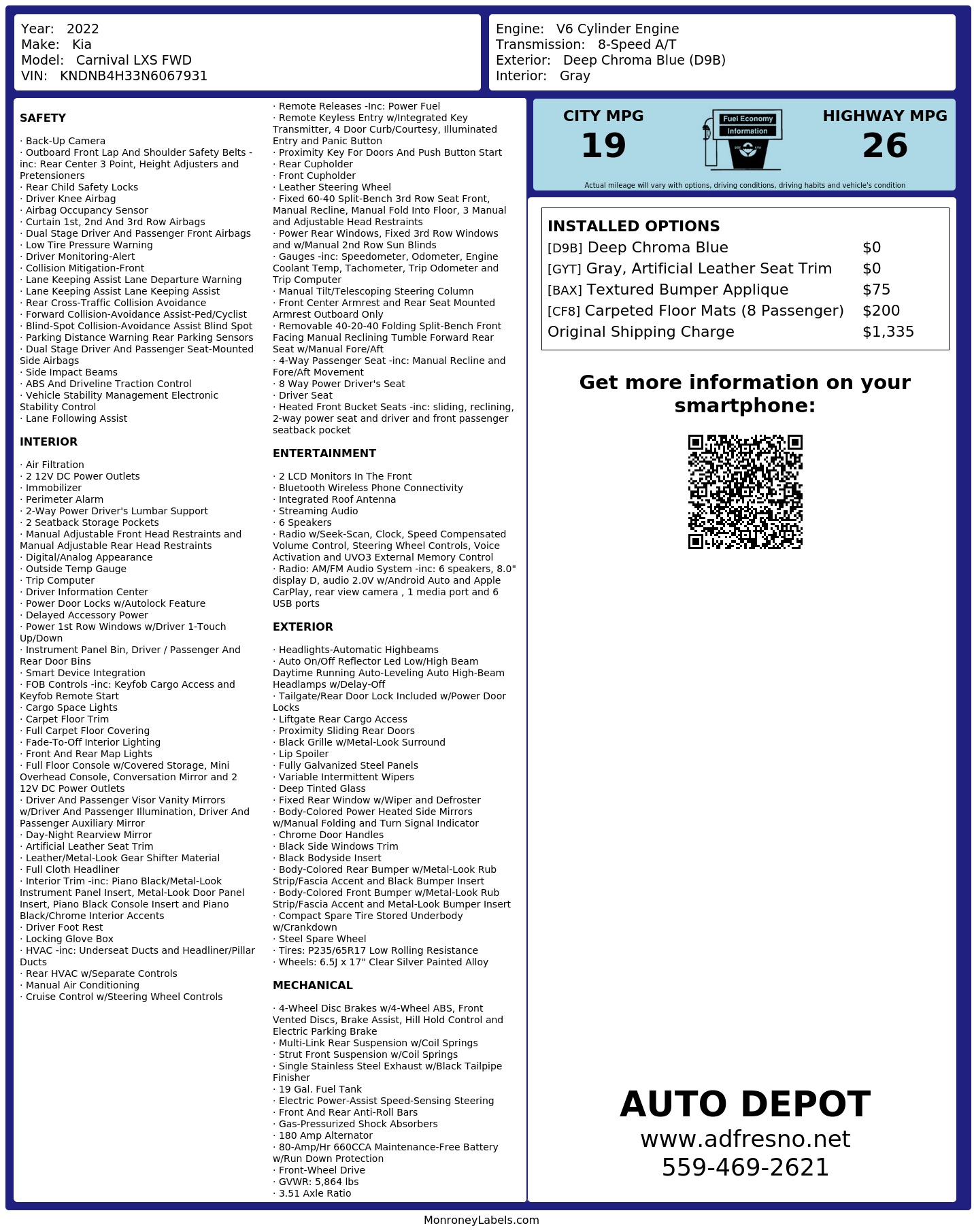 Monroney Label