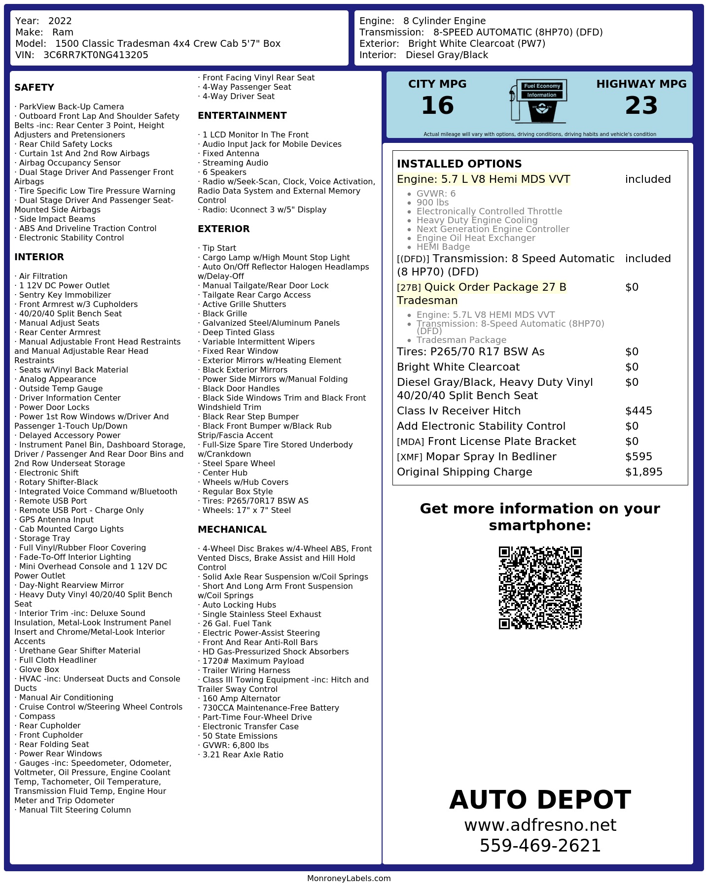 Monroney Label
