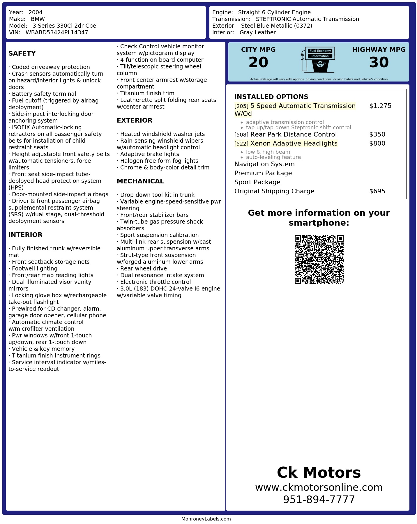 Monroney Label
