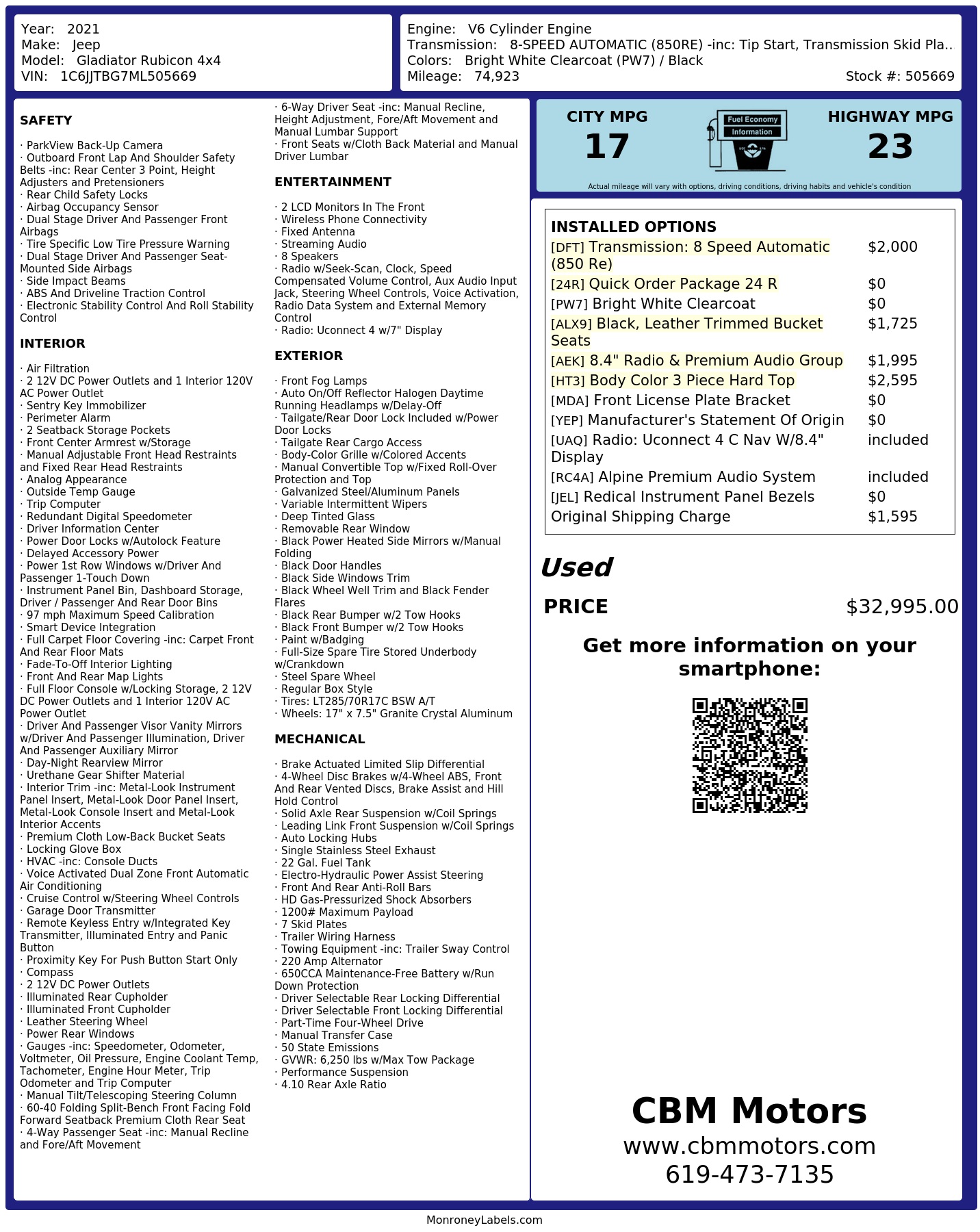 Monroney Label