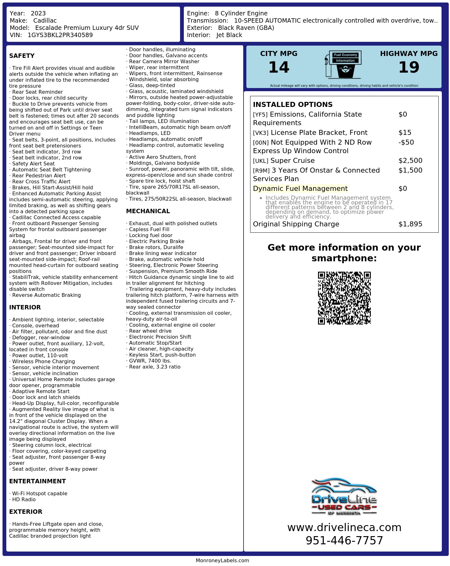 Monroney Label