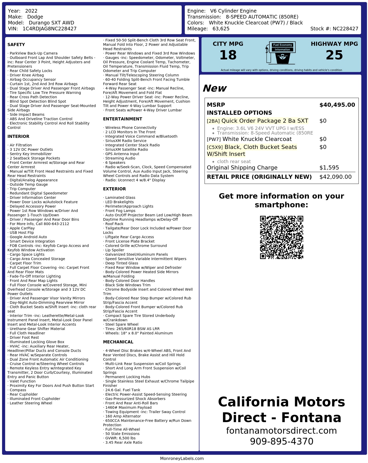 Monroney Label