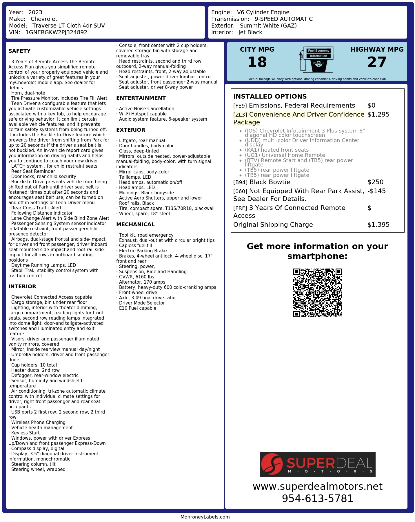 Monroney Label