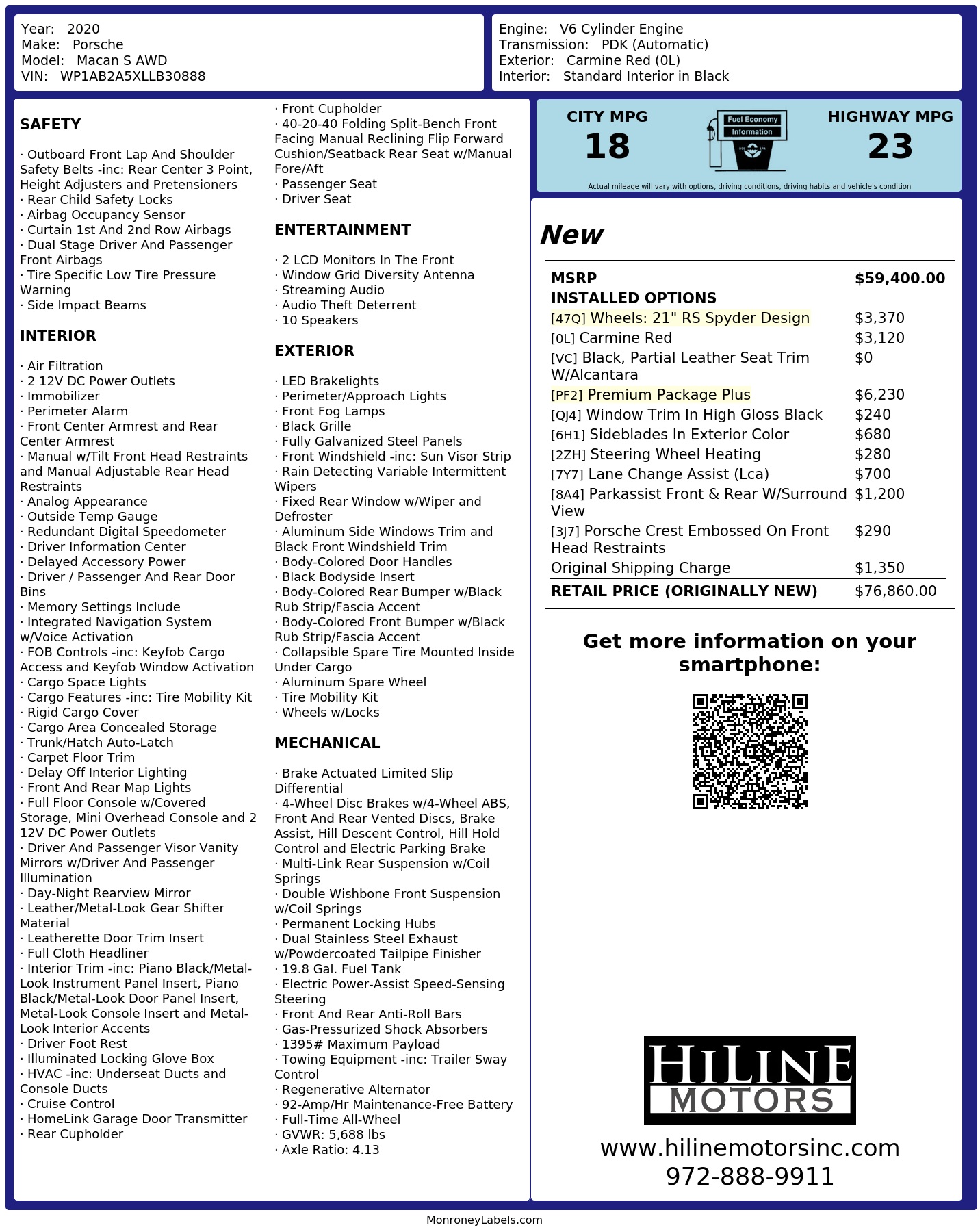 Monroney Label