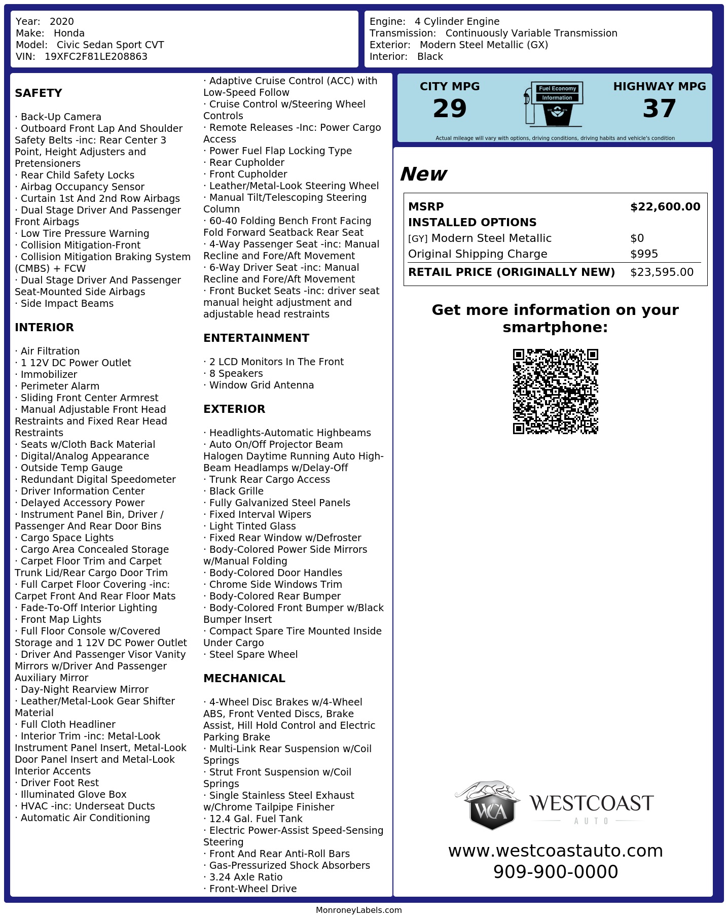 Monroney Label