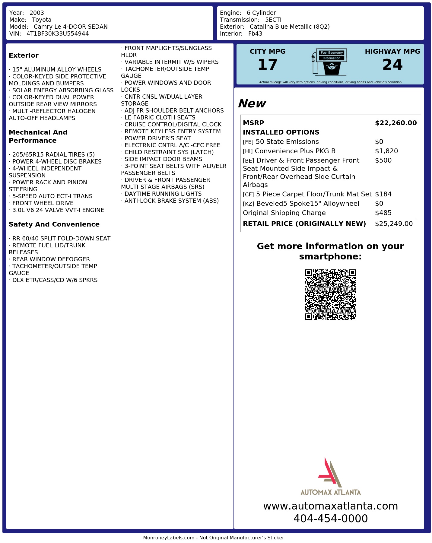Monroney Label