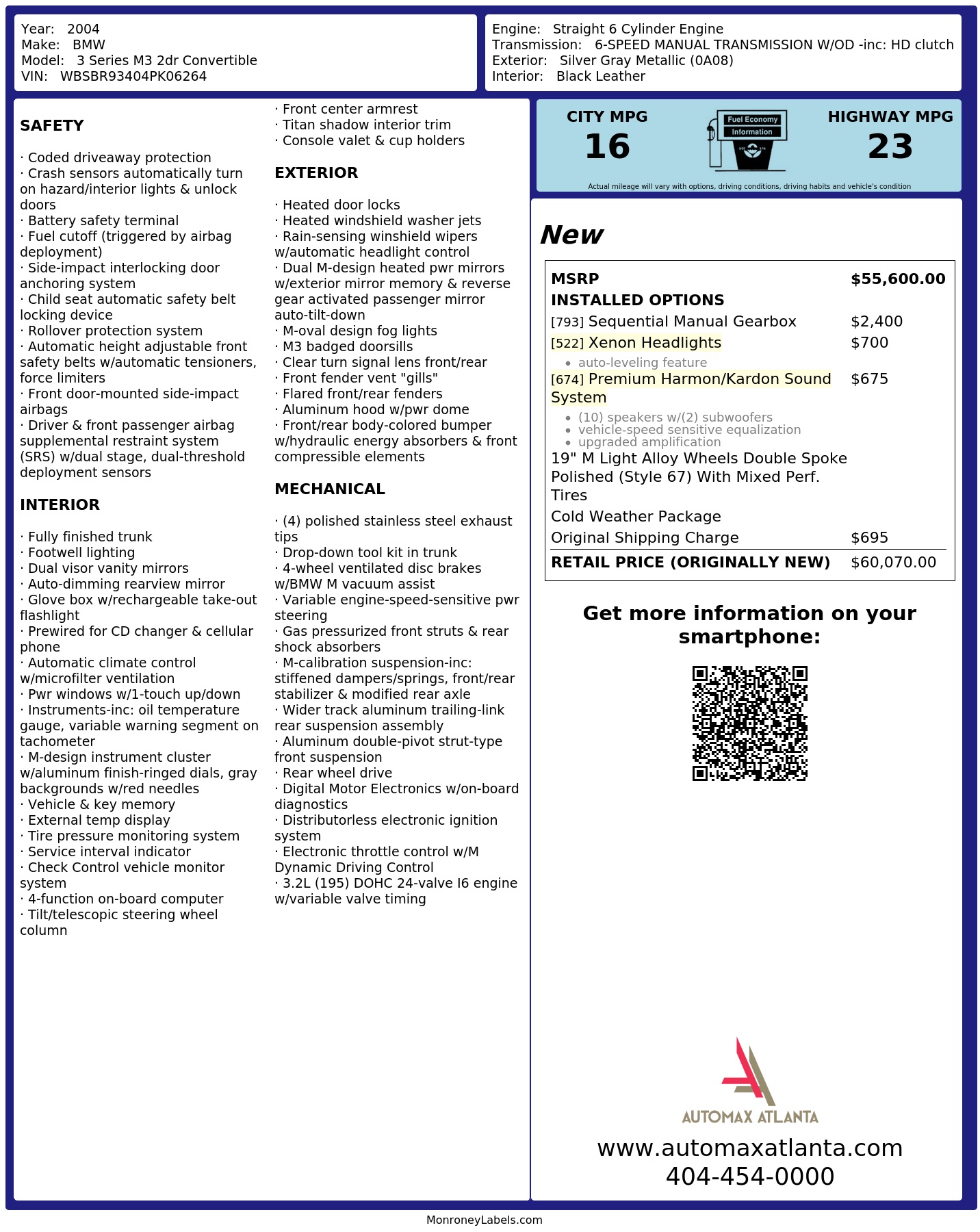 Monroney Label