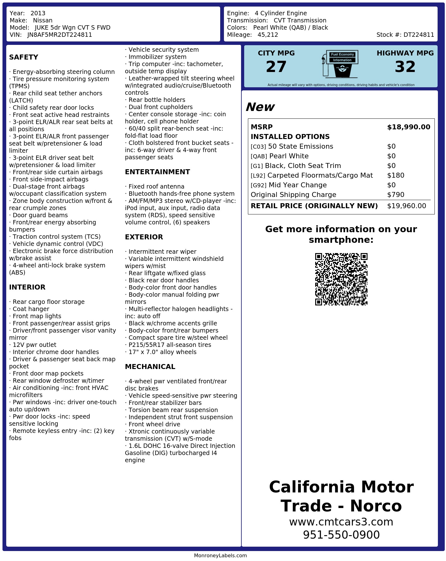 Monroney Label