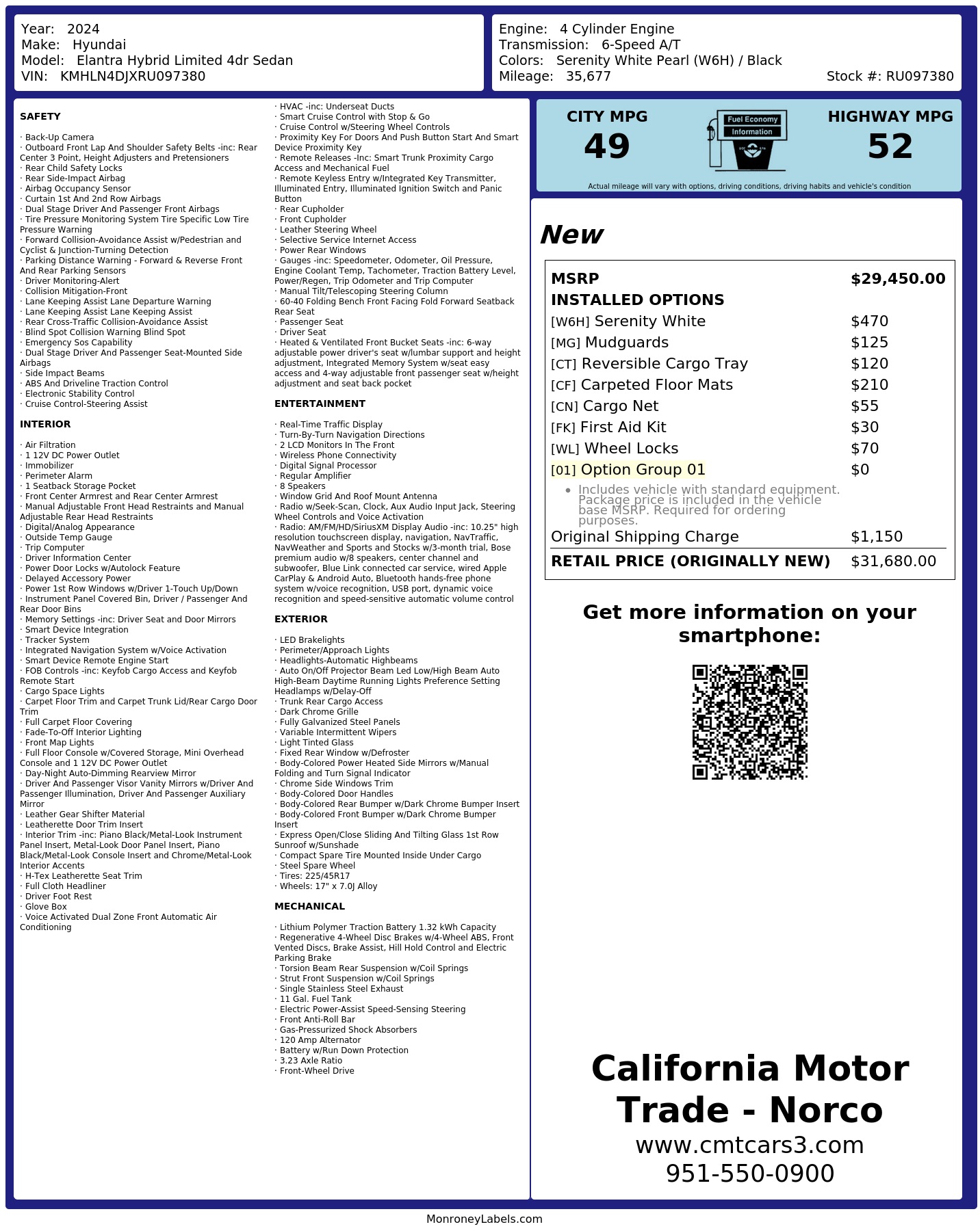 Monroney Label