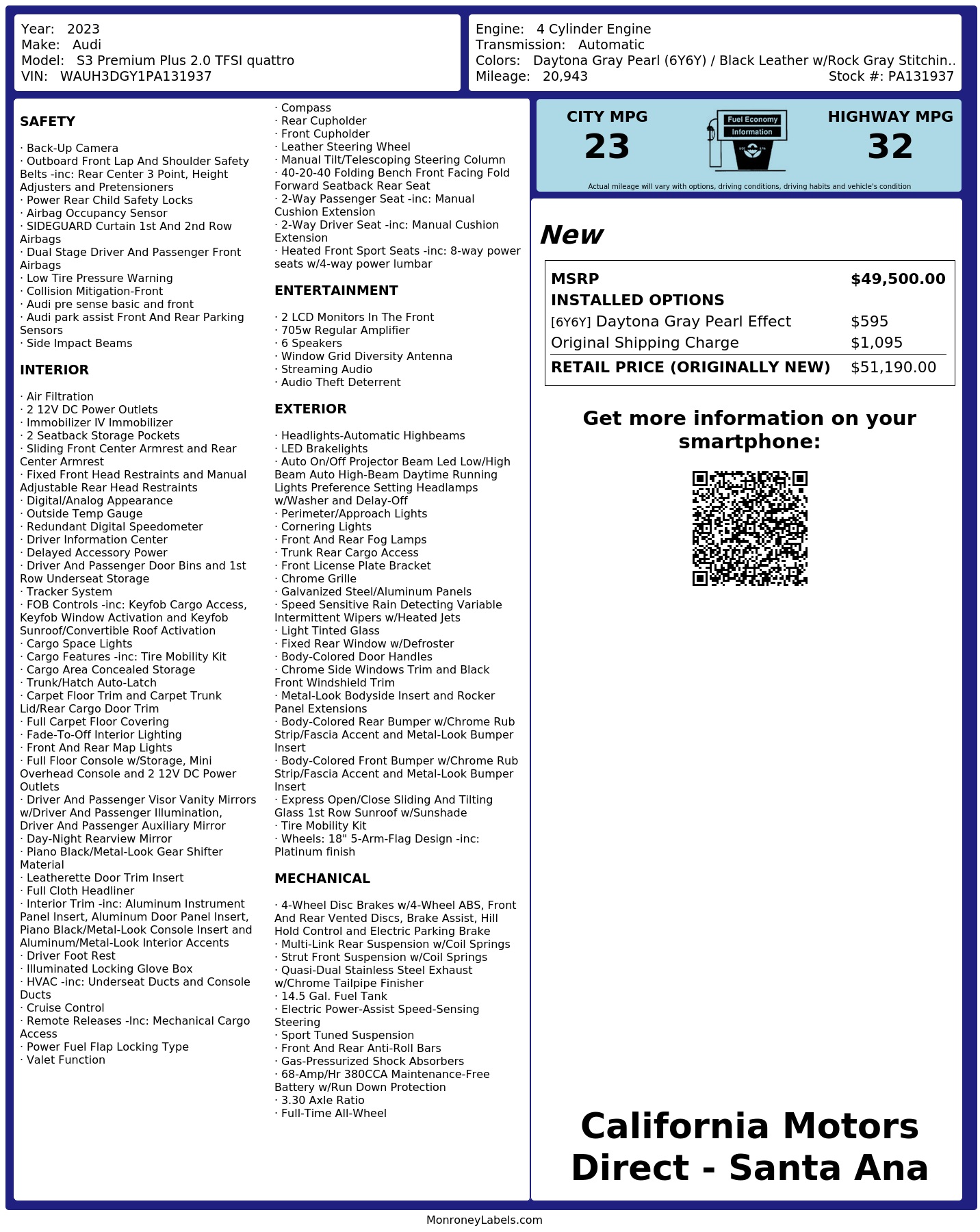 Monroney Label
