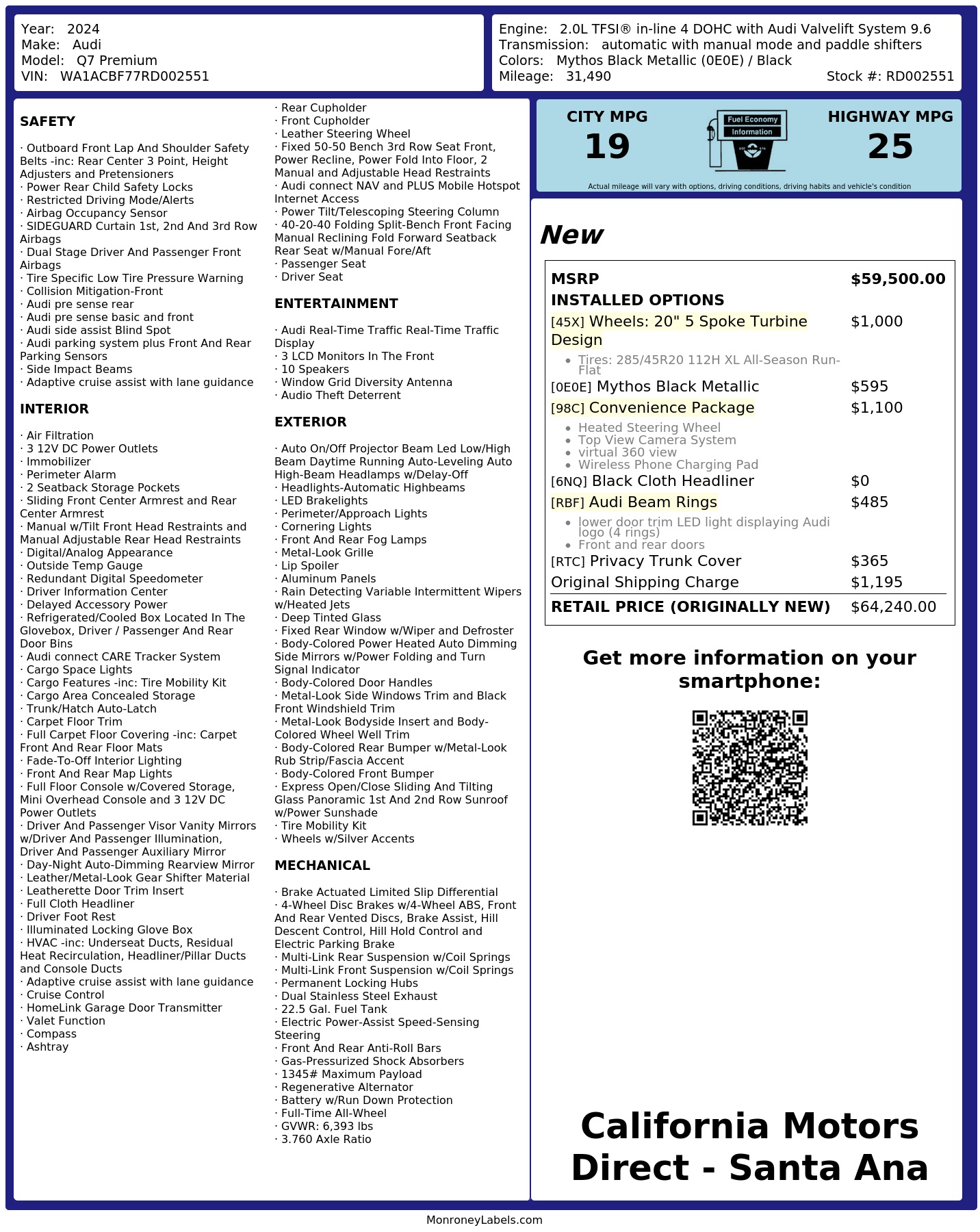 Monroney Label