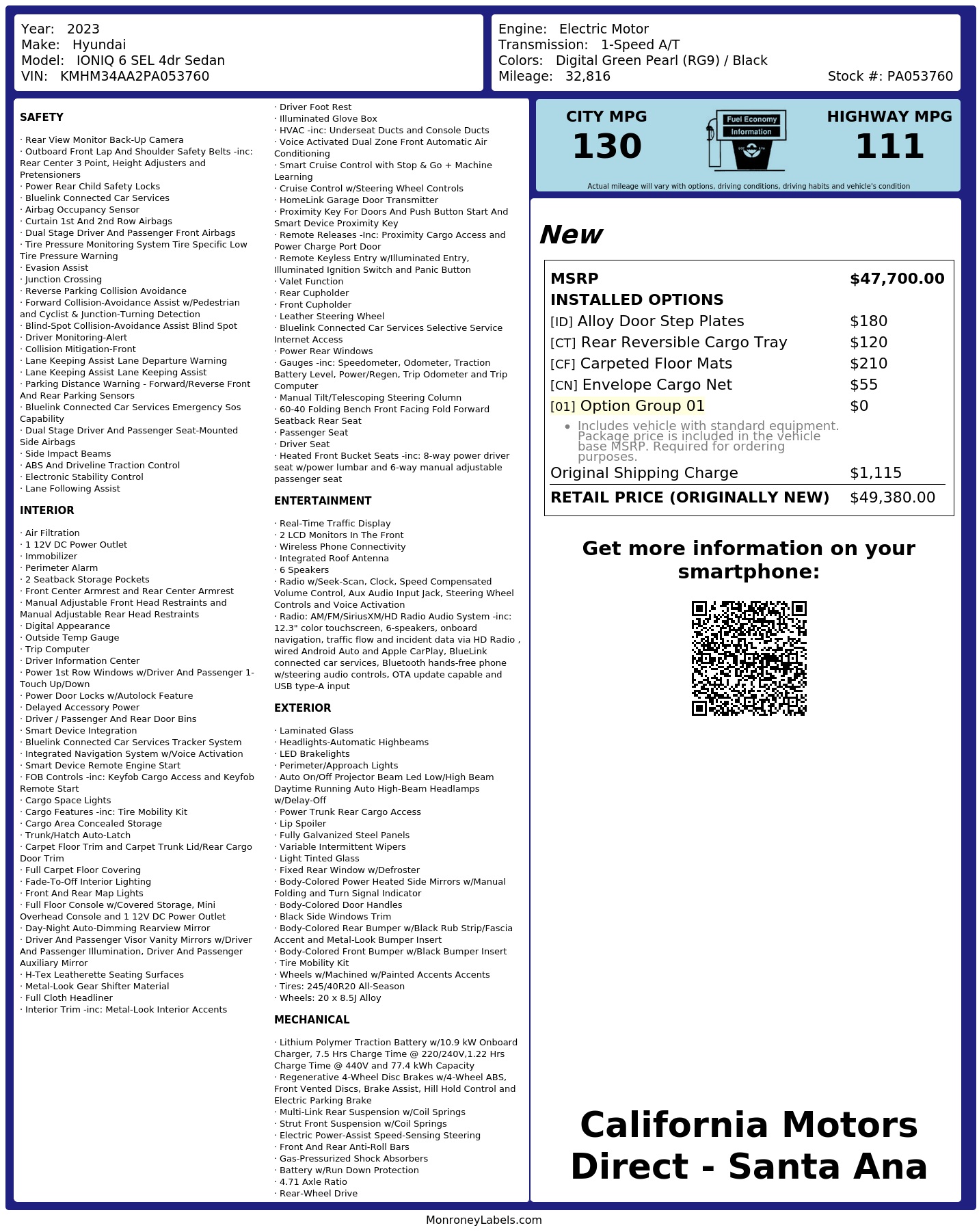 Monroney Label