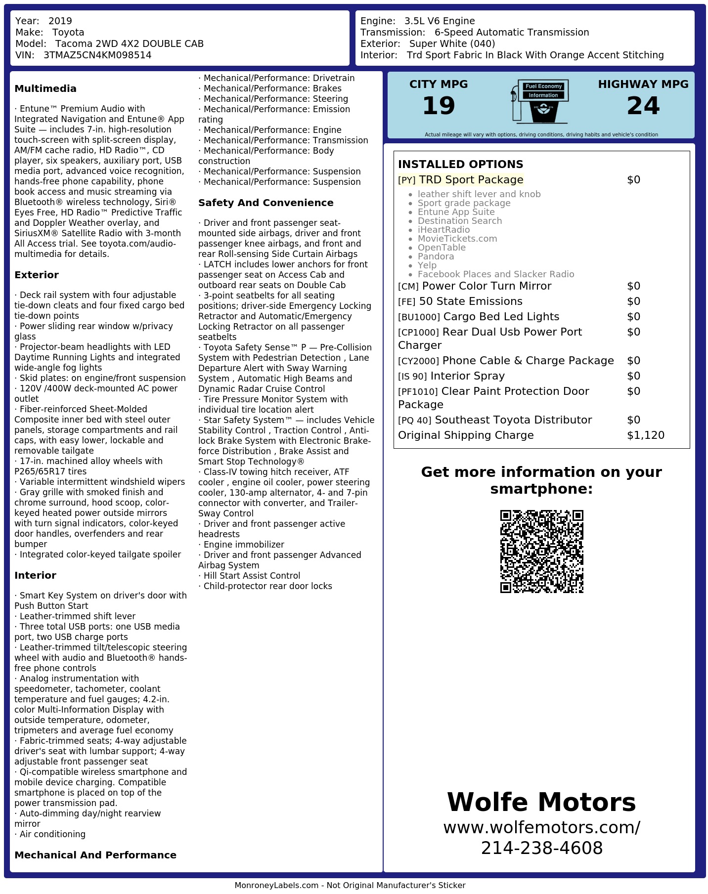 Monroney Label