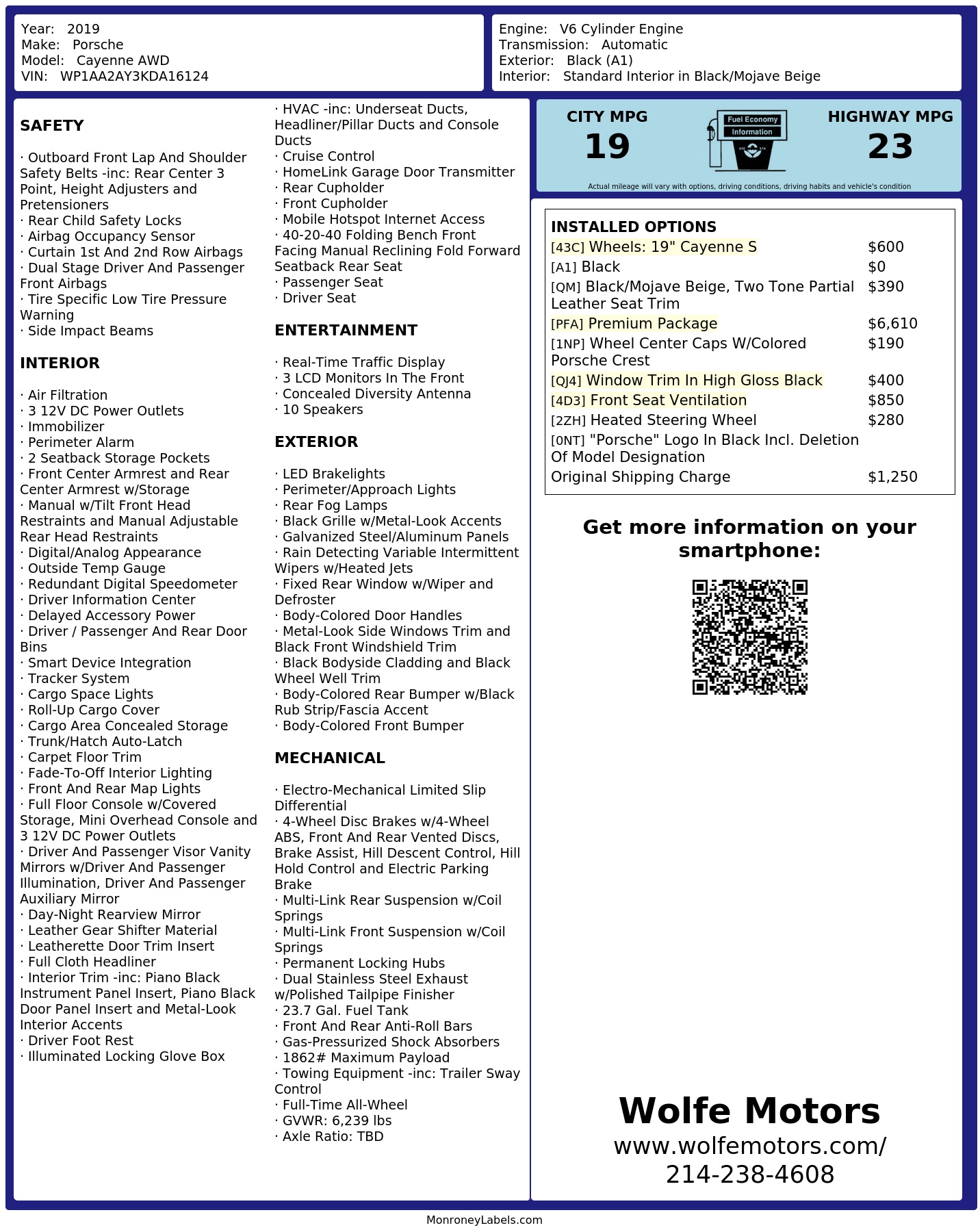 Monroney Label