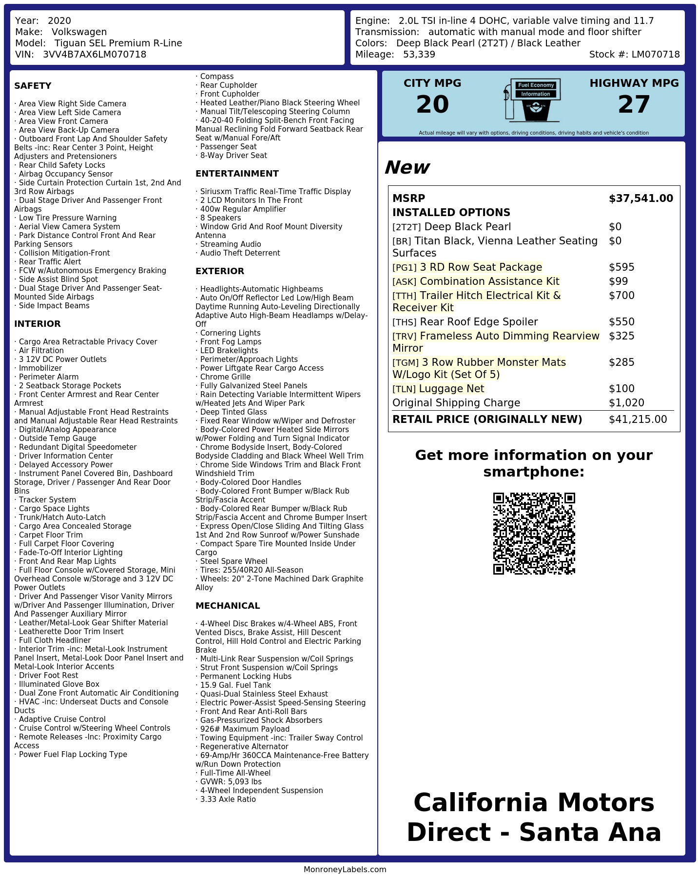 Monroney Label