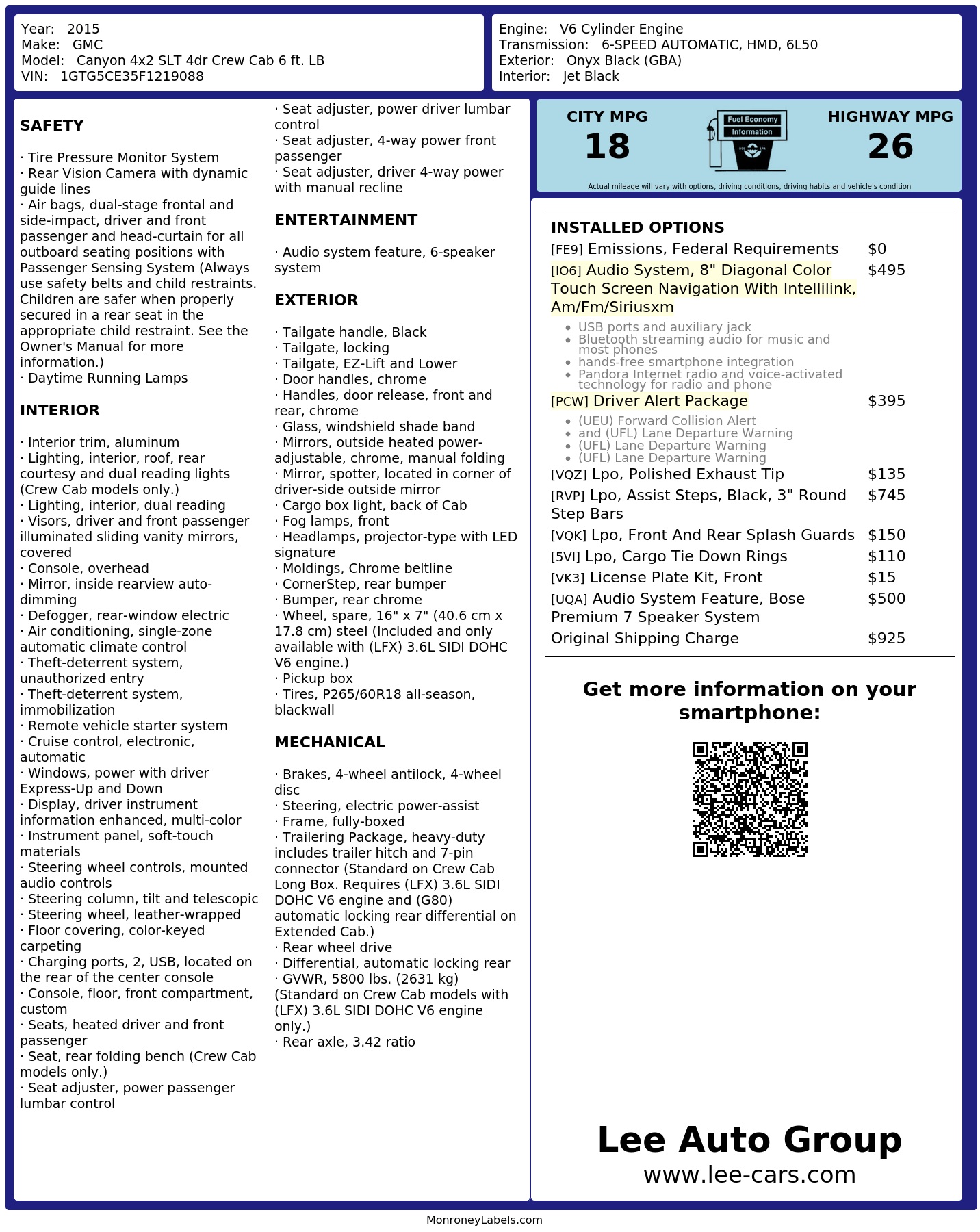 Monroney Label