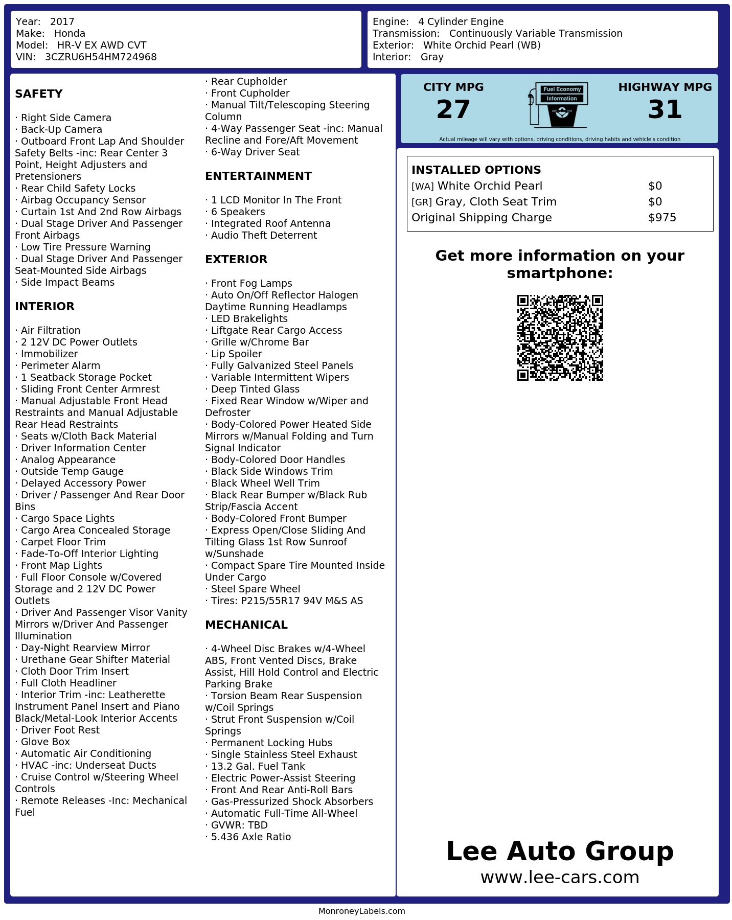 Monroney Label