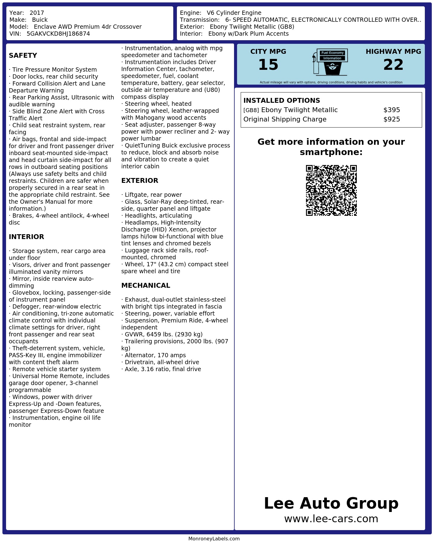 Monroney Label