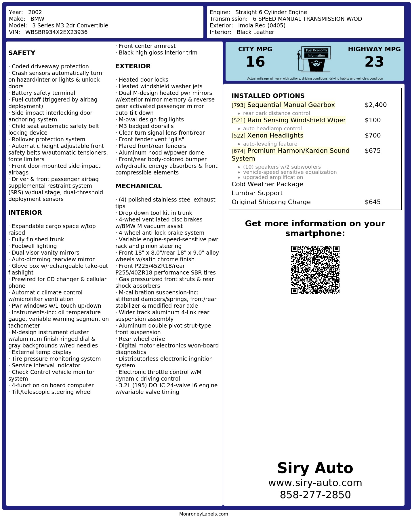 Monroney Label