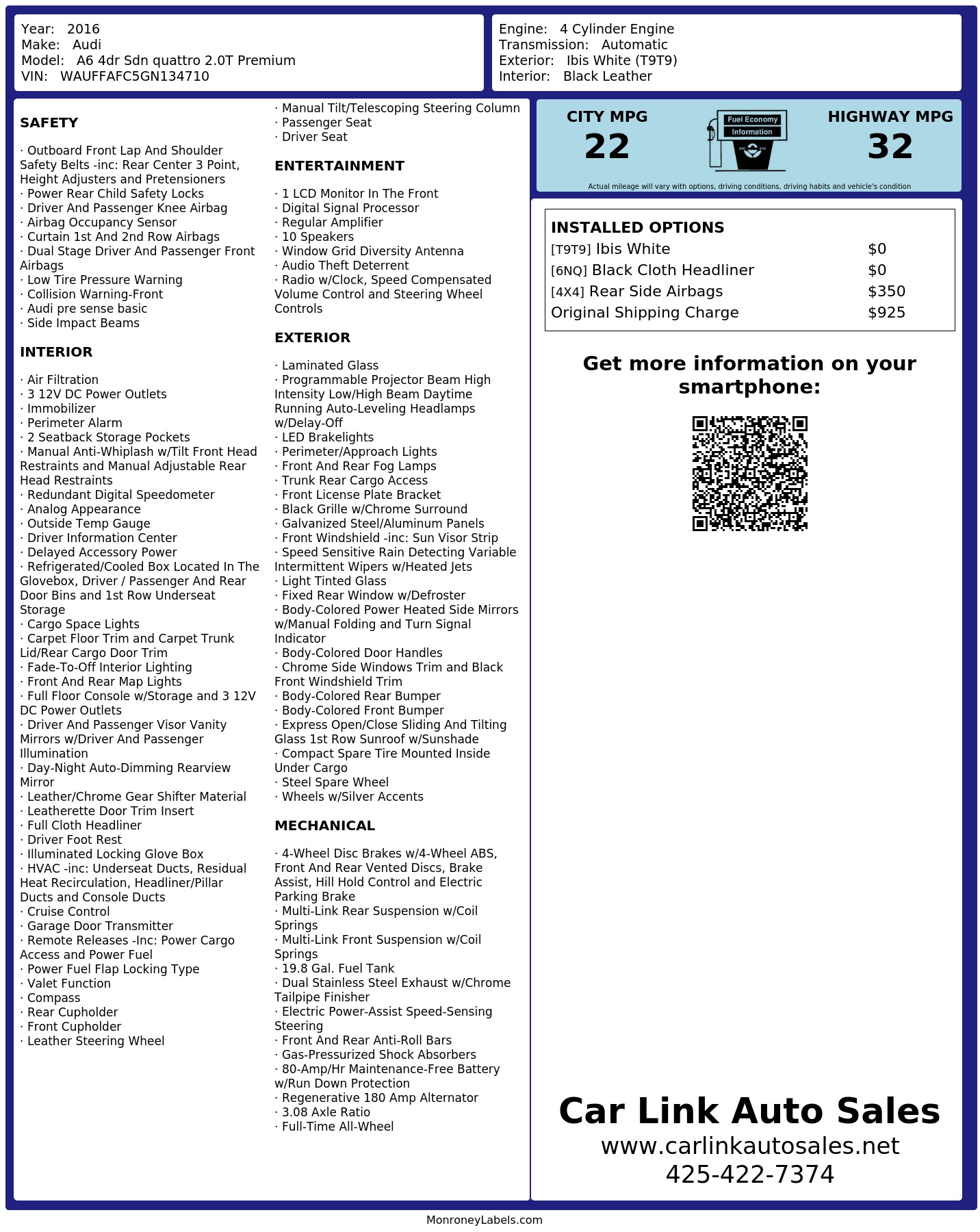 Monroney Label
