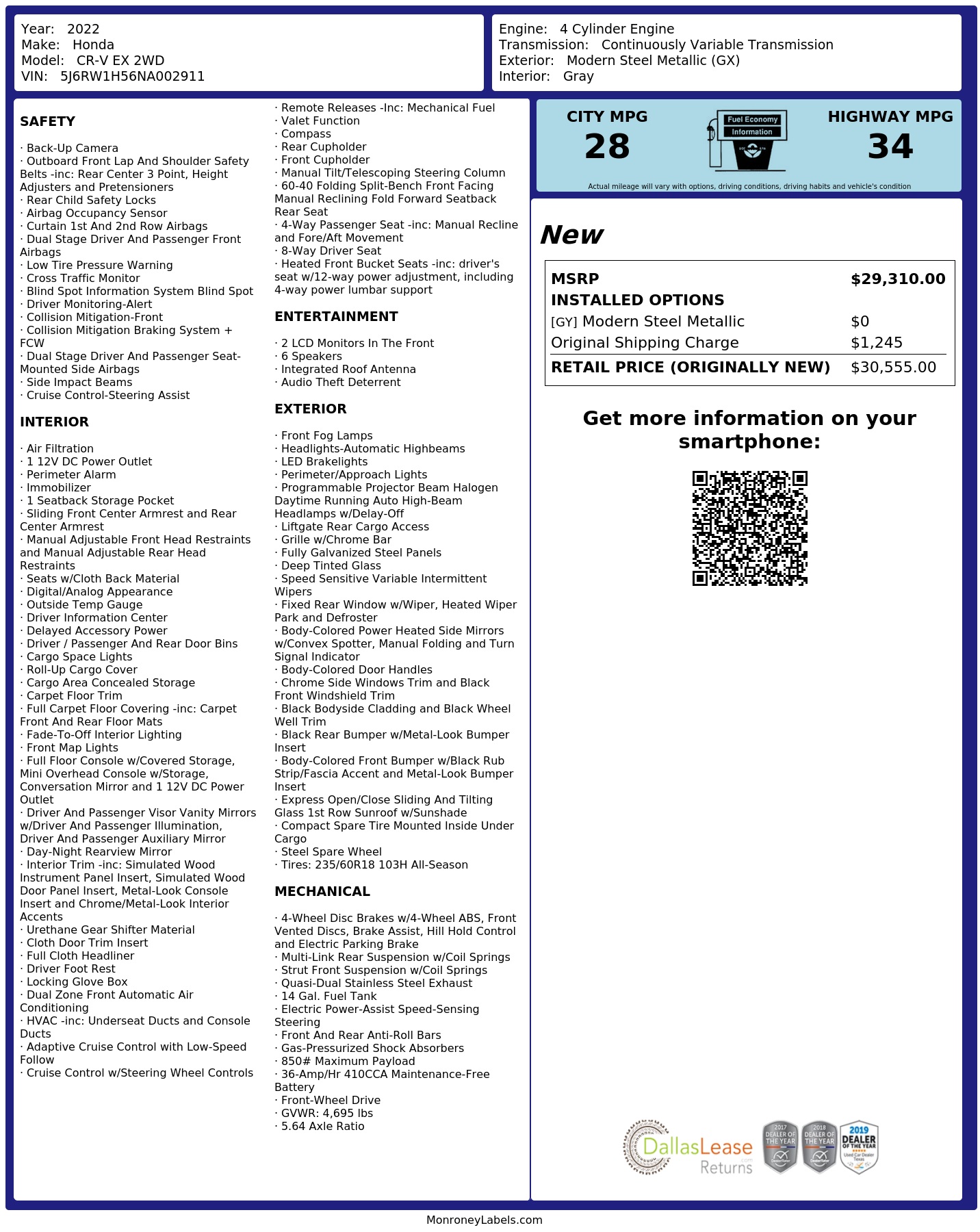 Monroney Label