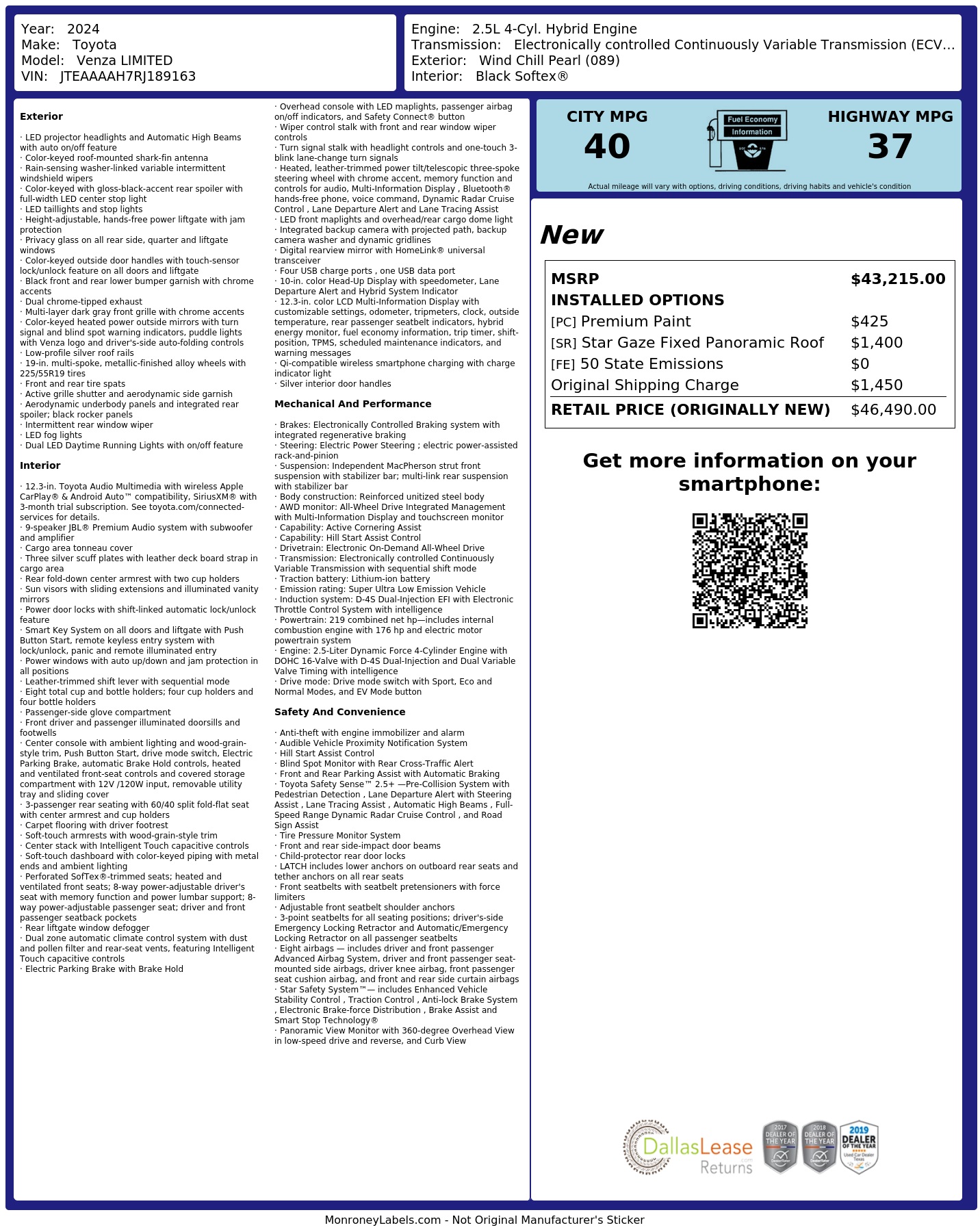 Monroney Label