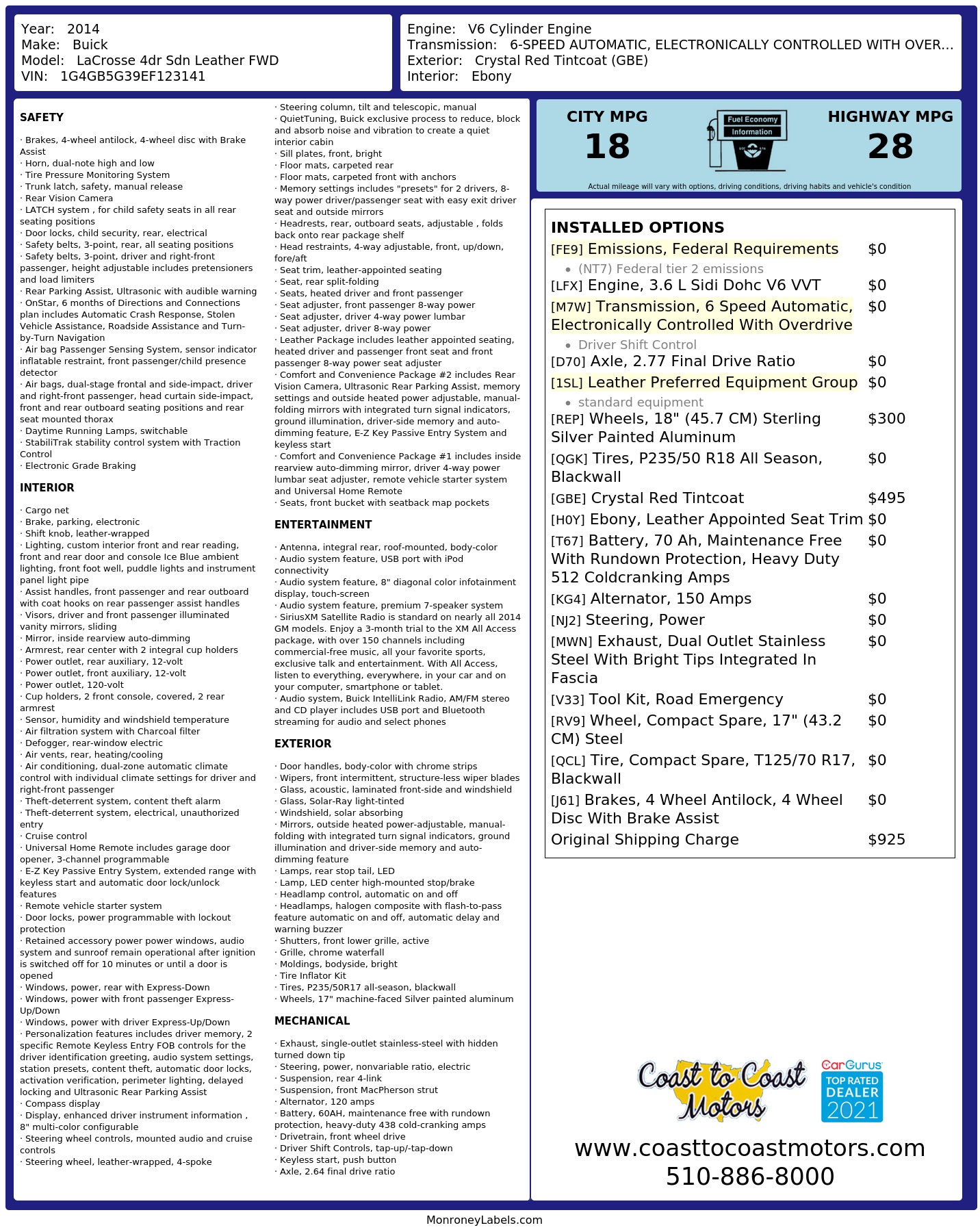 Monroney Label