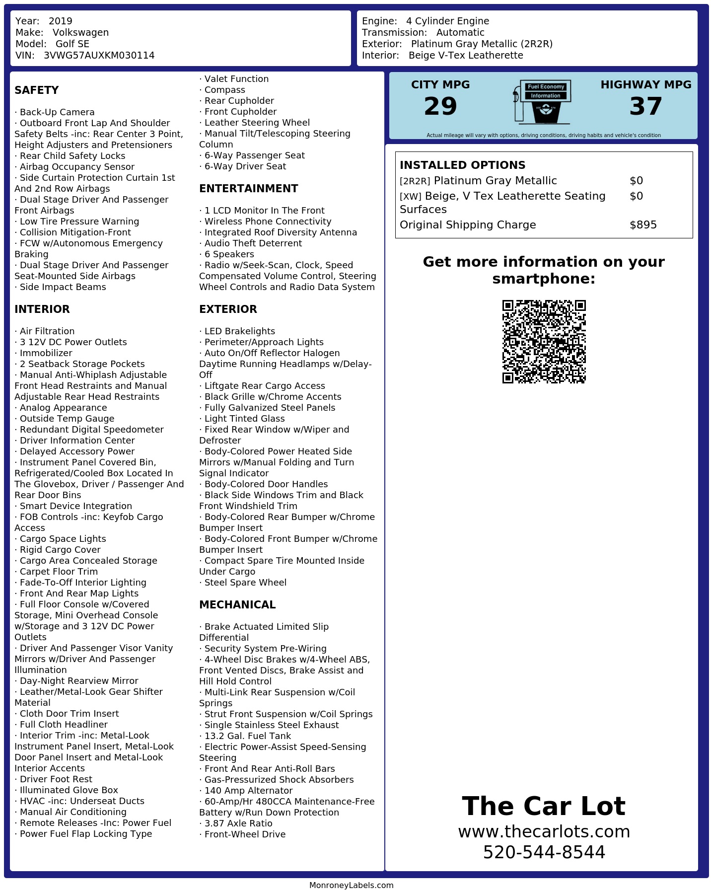 Monroney Label