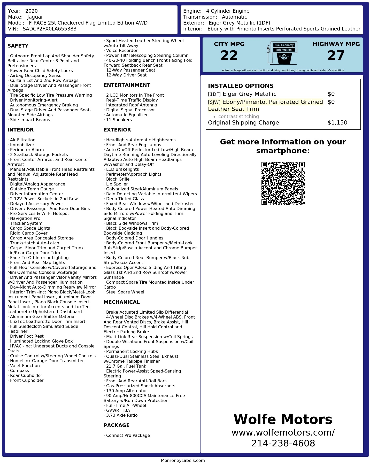 Monroney Label