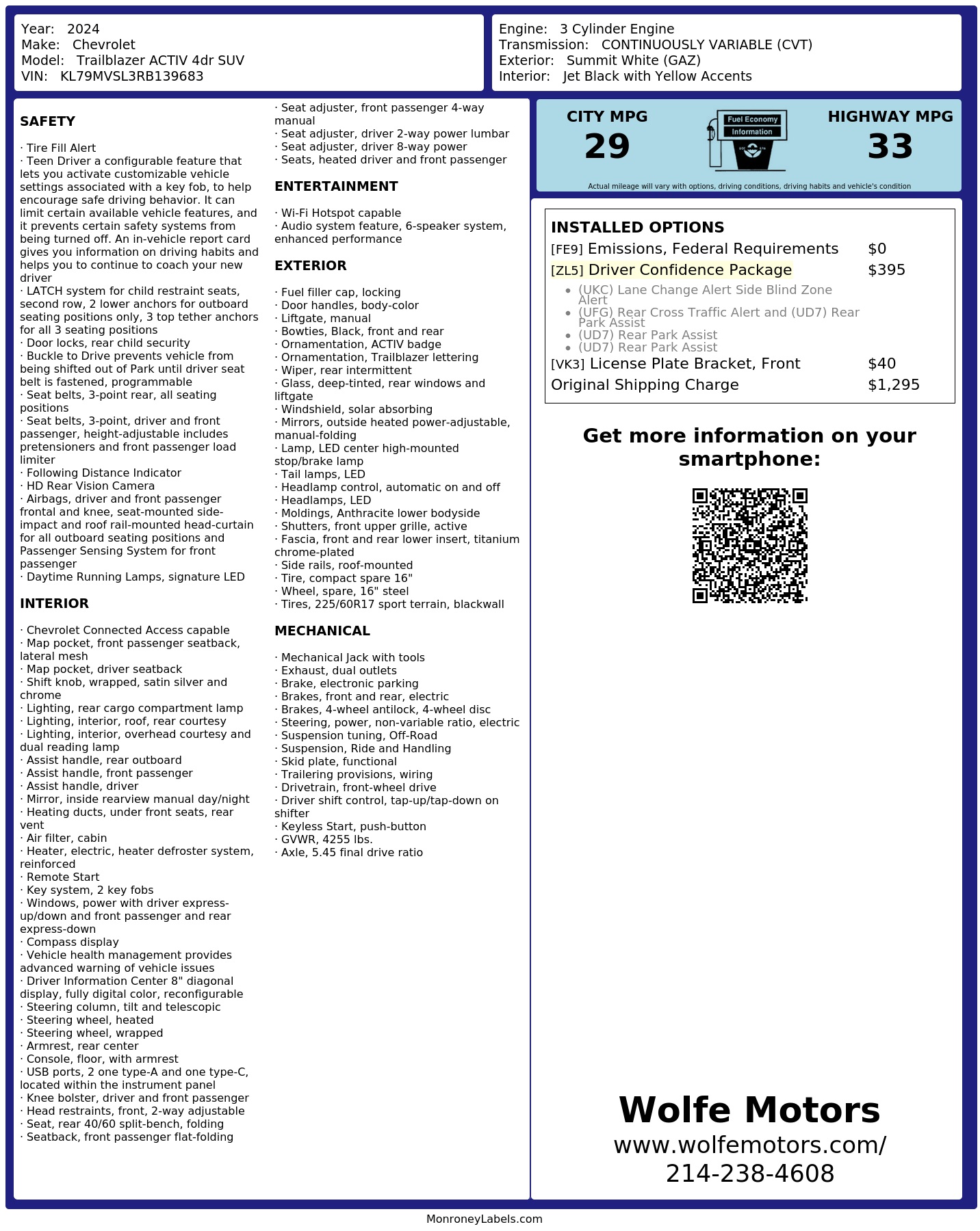 Monroney Label