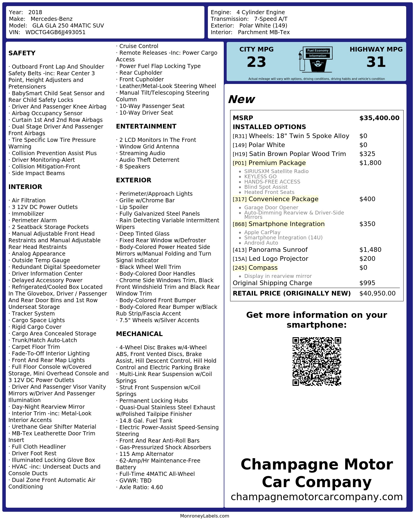 Monroney Label