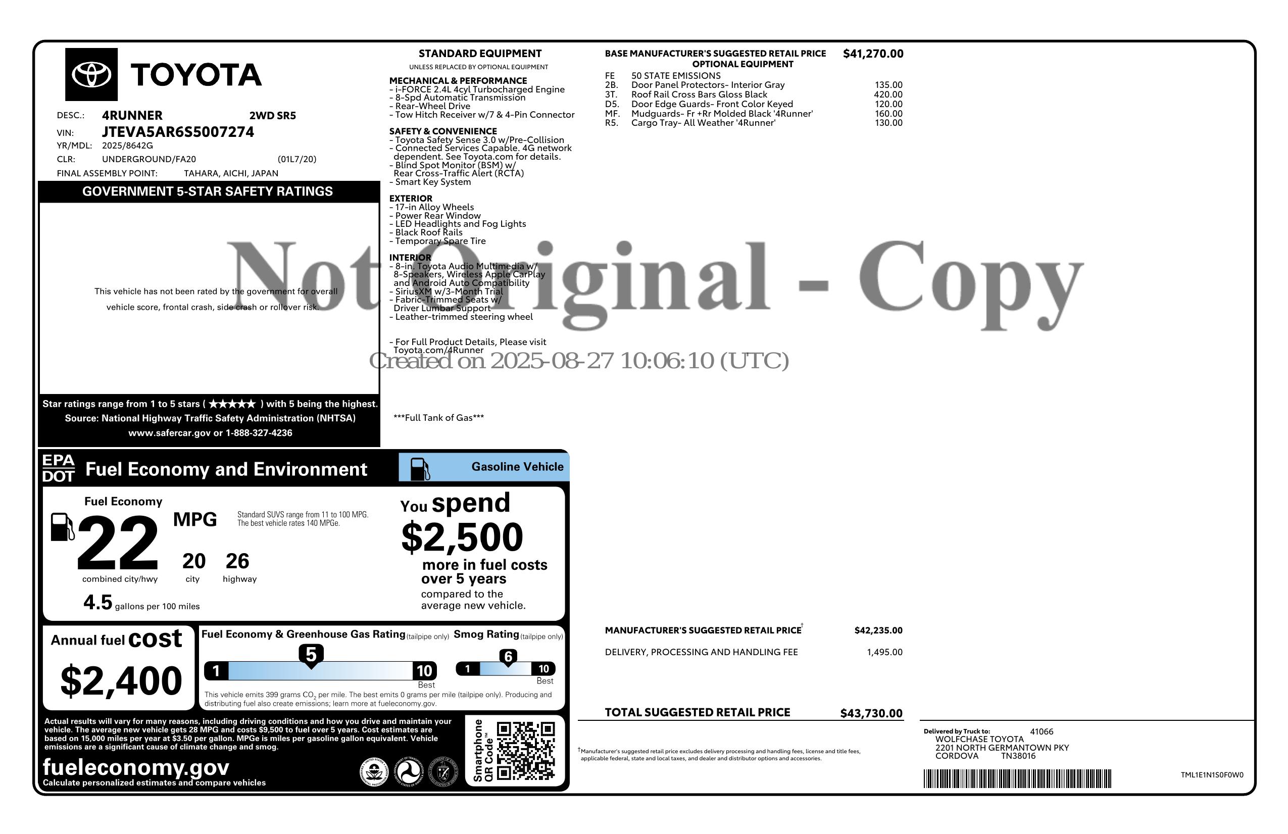 Monroney Label