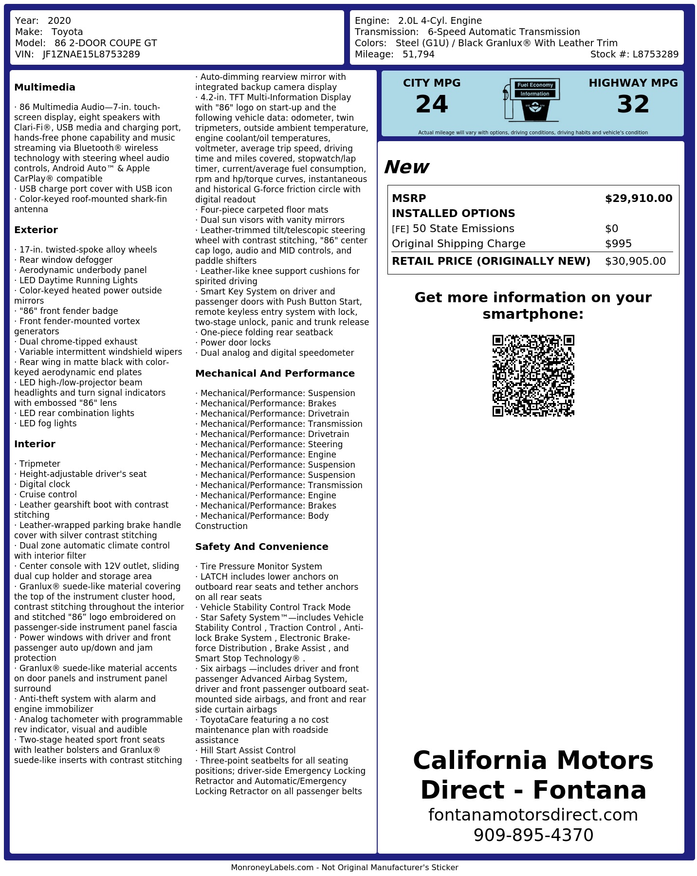 Monroney Label