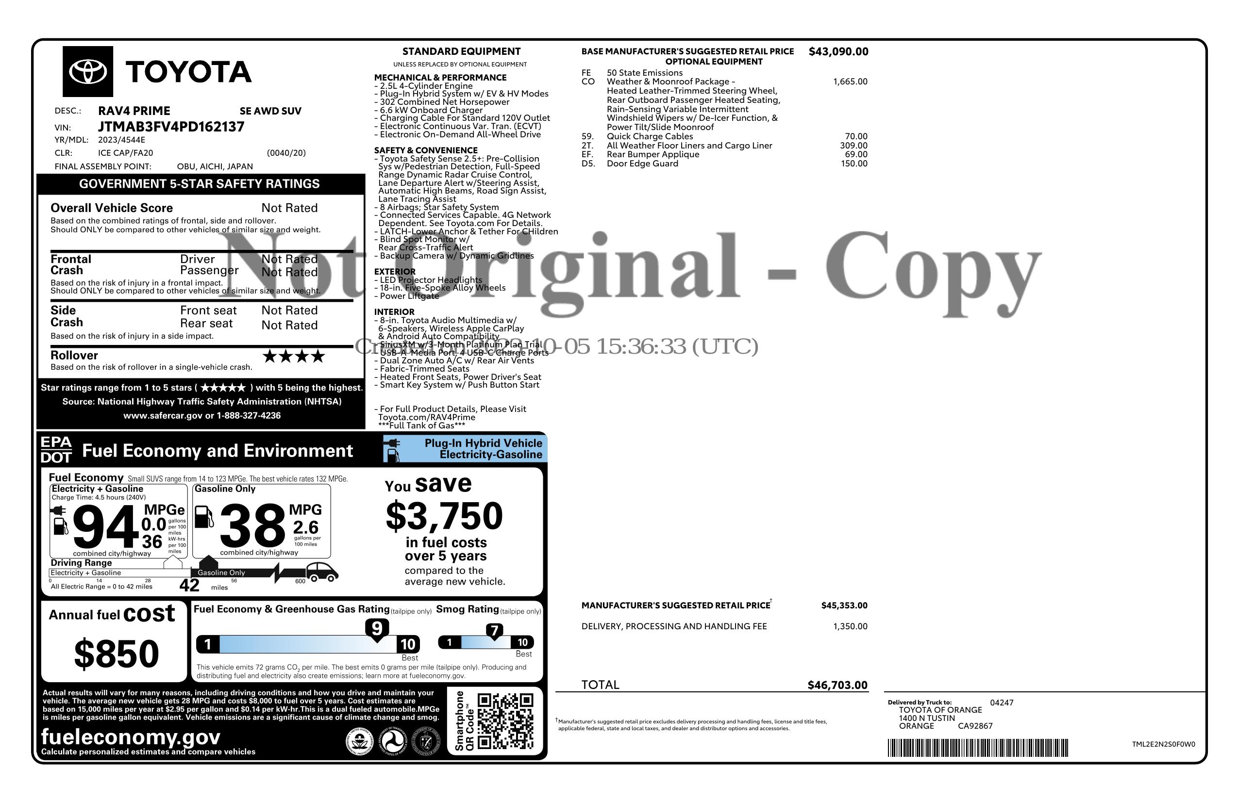 Monroney Label