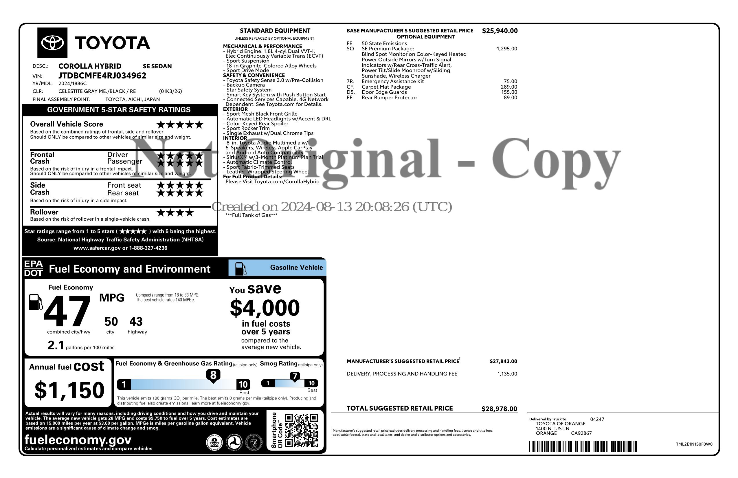 Monroney Label