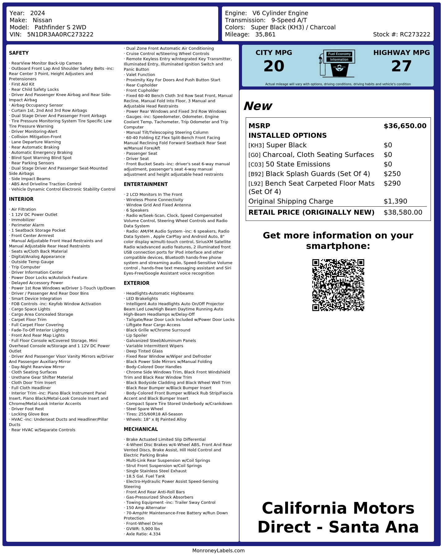 Monroney Label