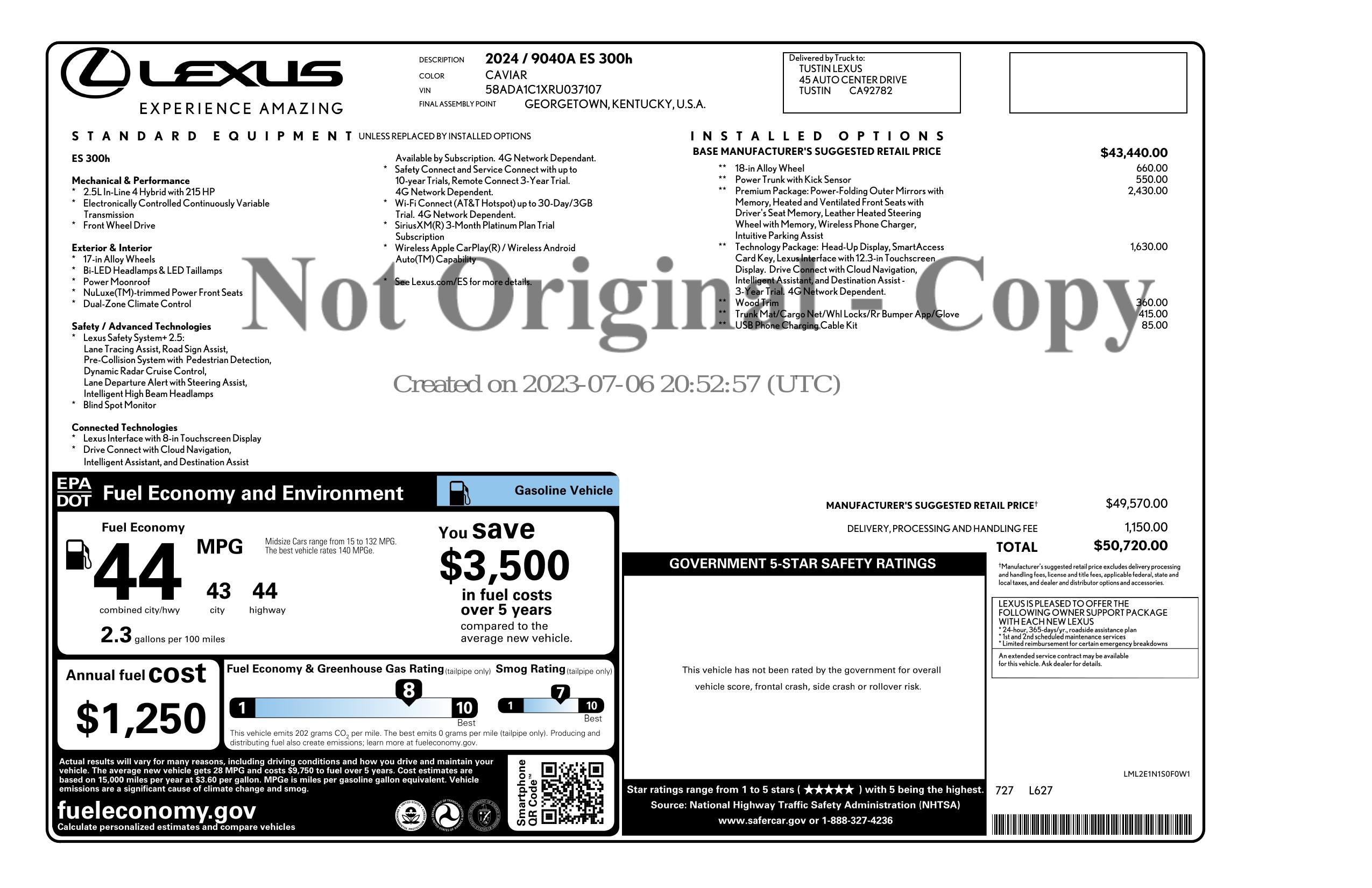 Monroney Label