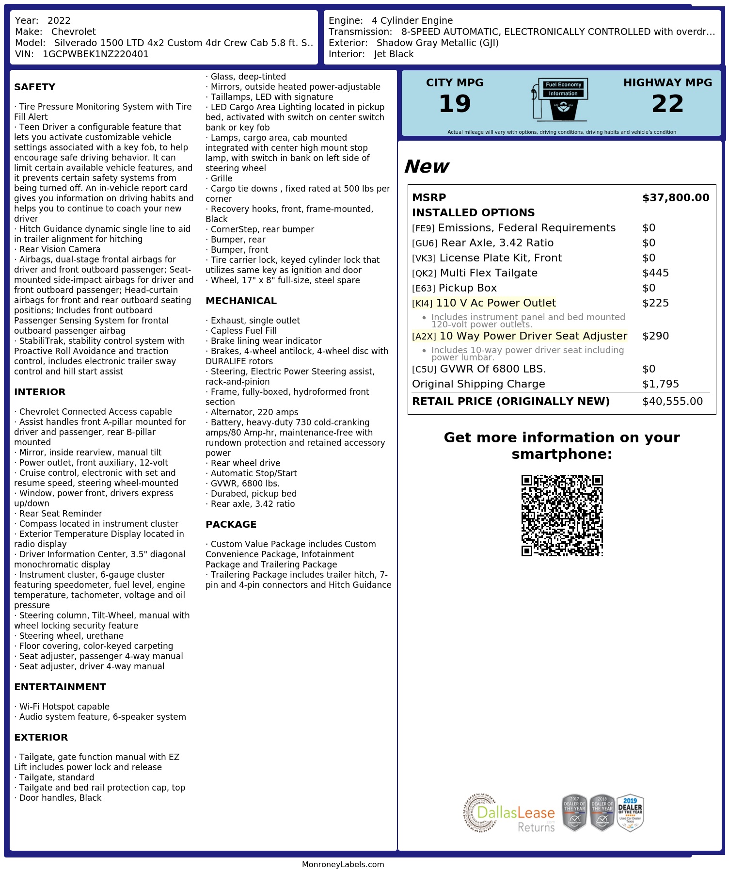 Monroney Label