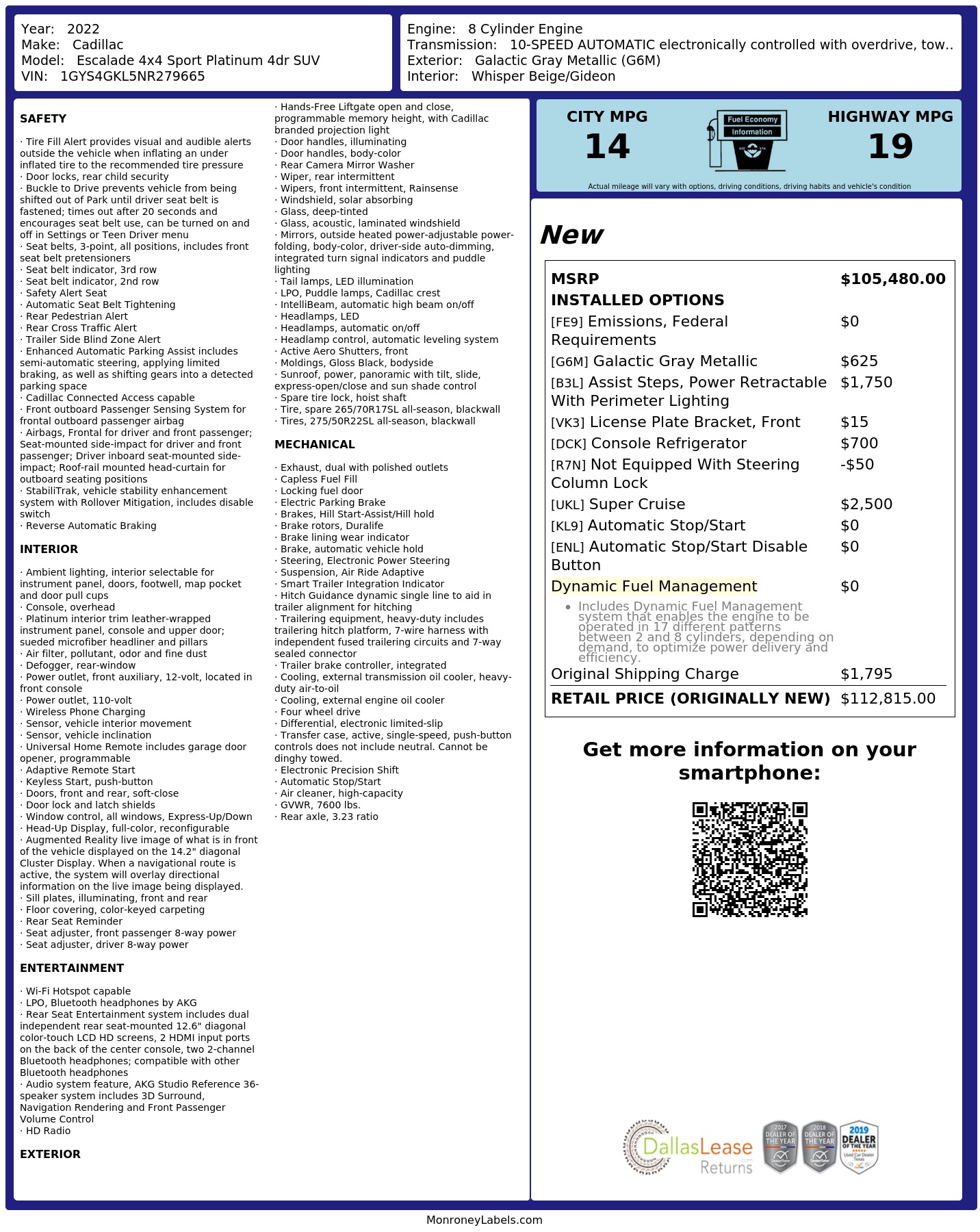 Monroney Label