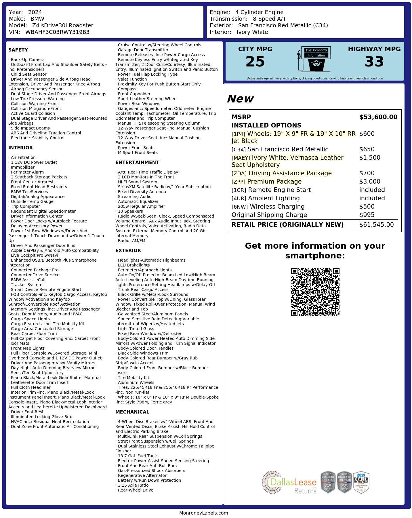 Monroney Label
