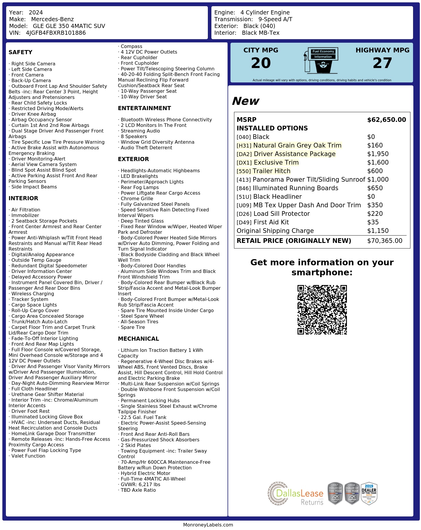 Monroney Label