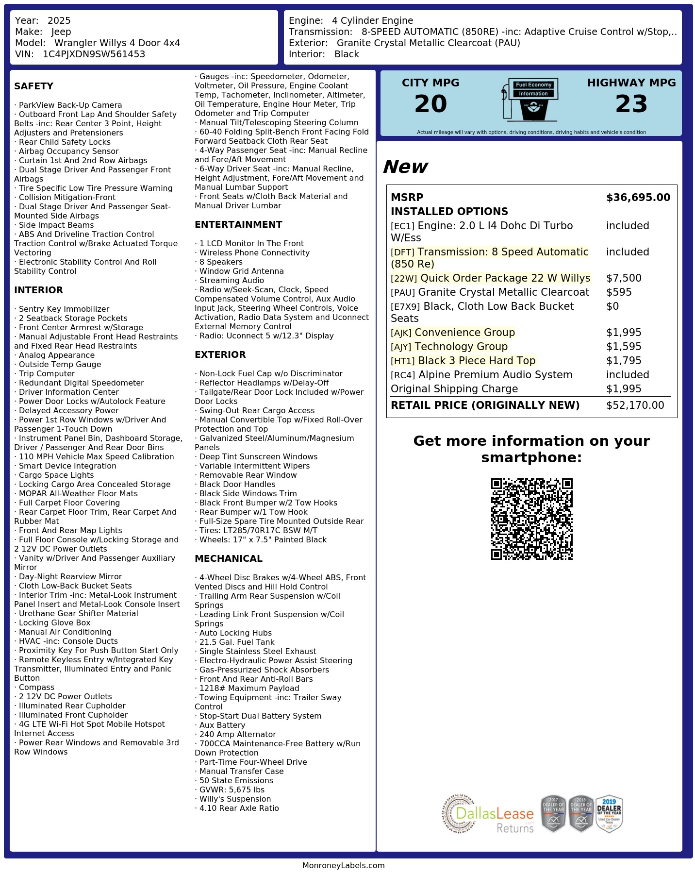 Monroney Label