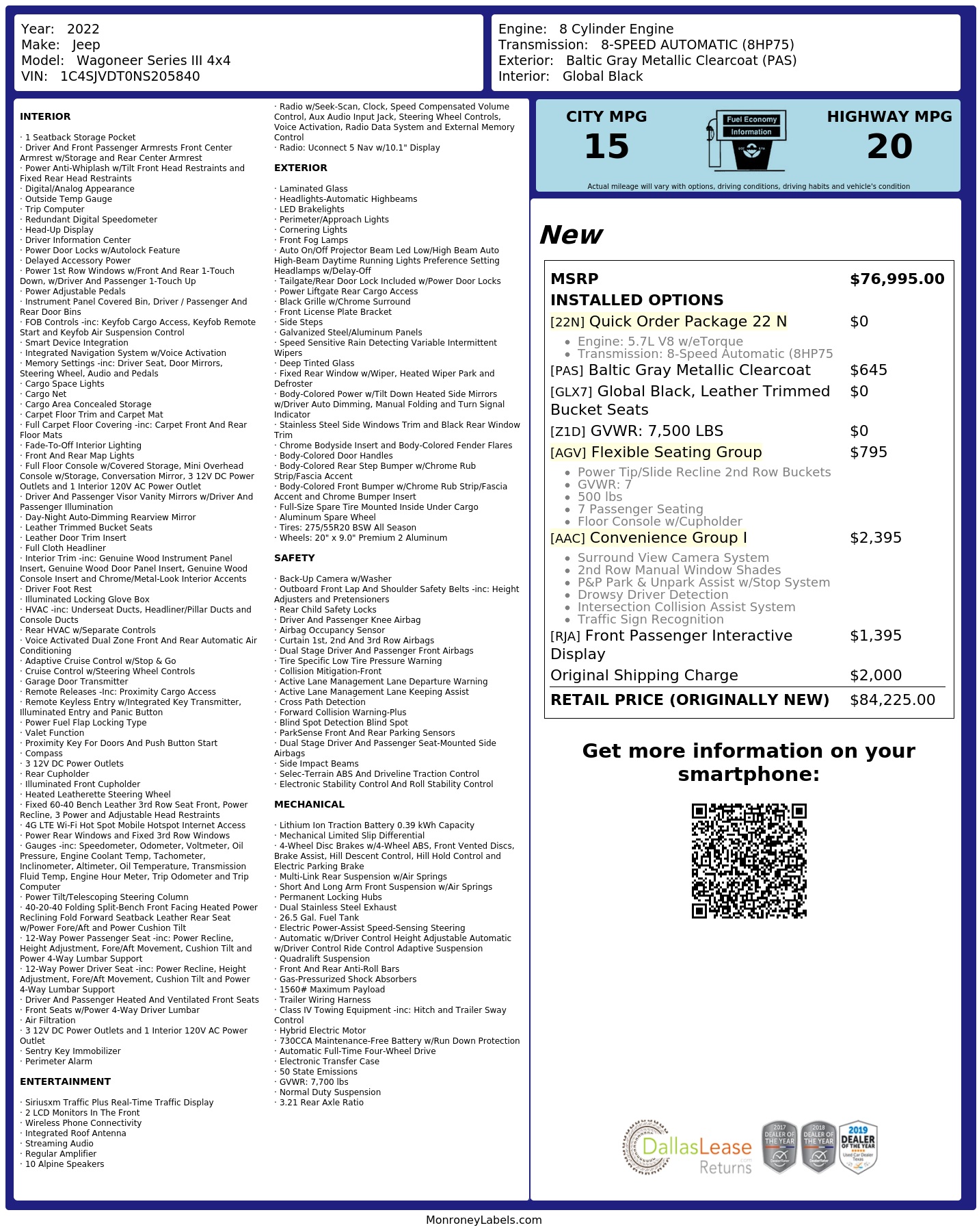 Monroney Label