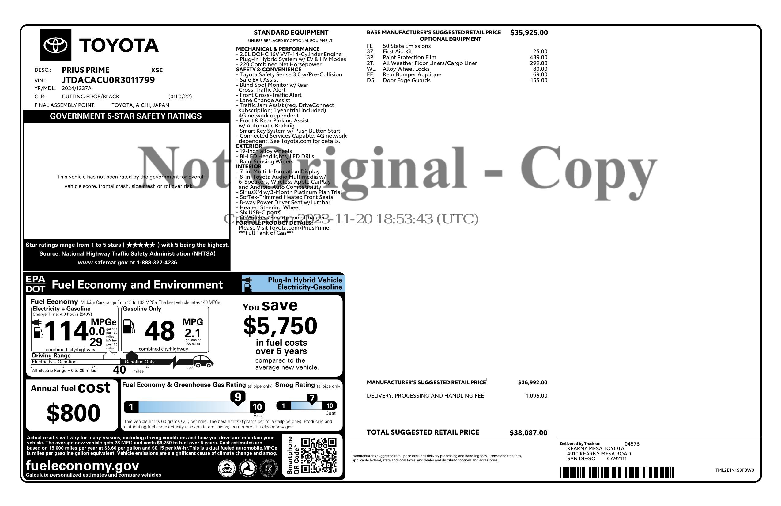 Monroney Label