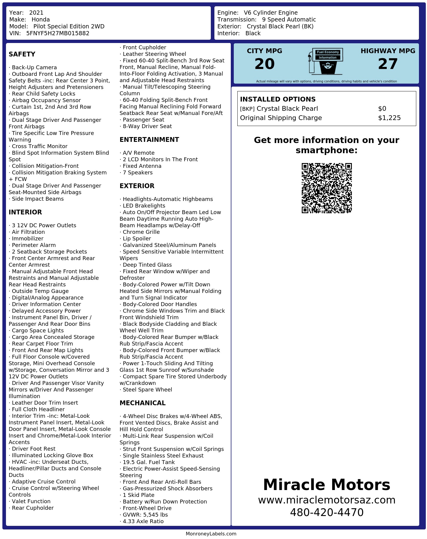 Monroney Label