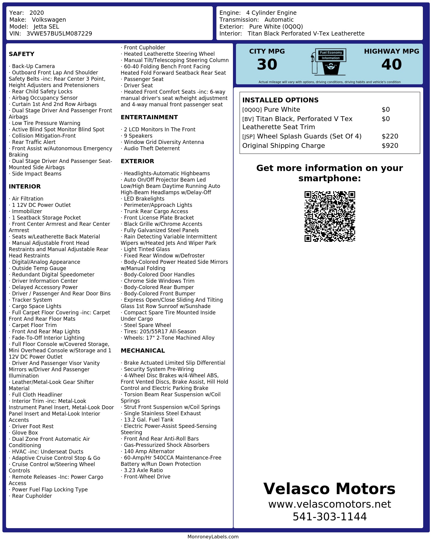 Monroney Label